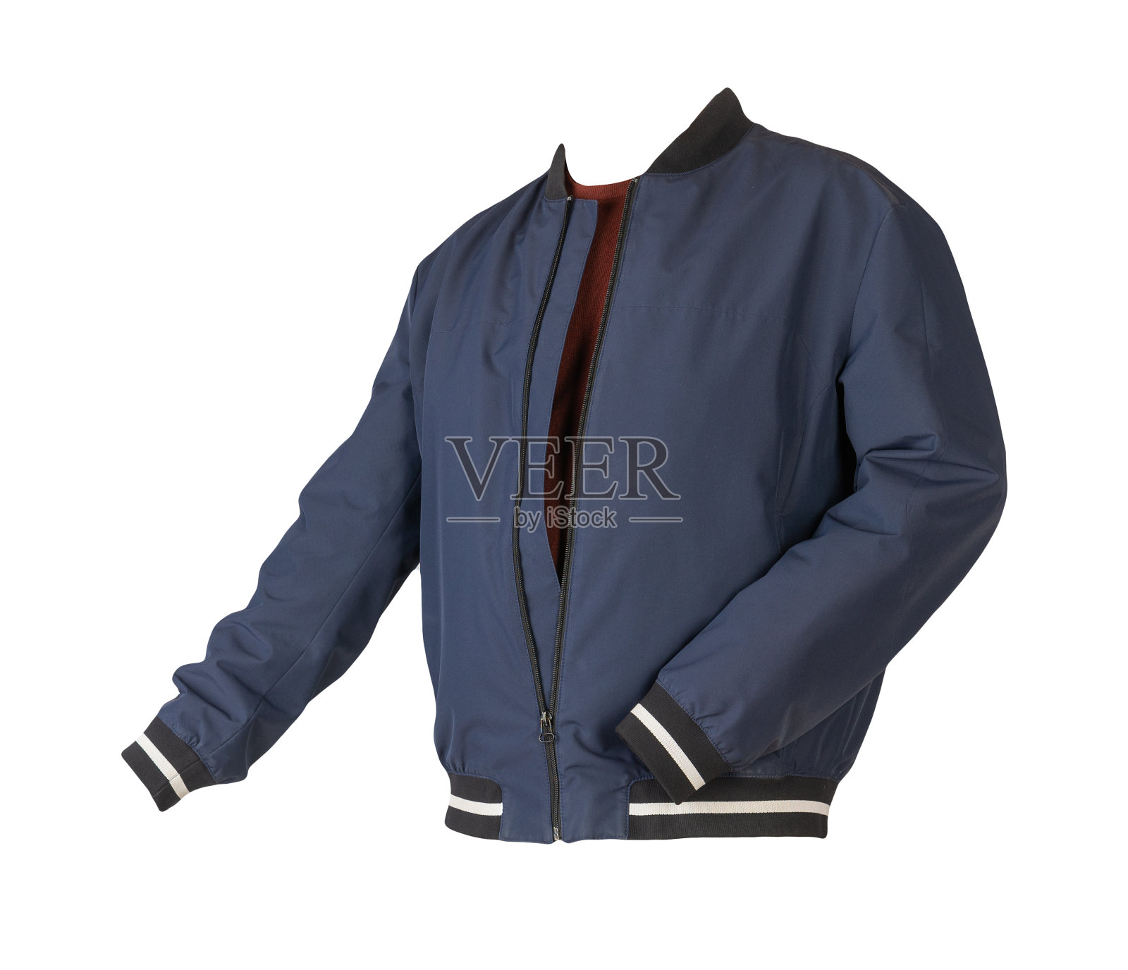 飞行员夹克和毛衣孤立的白色背景照片摄影图片