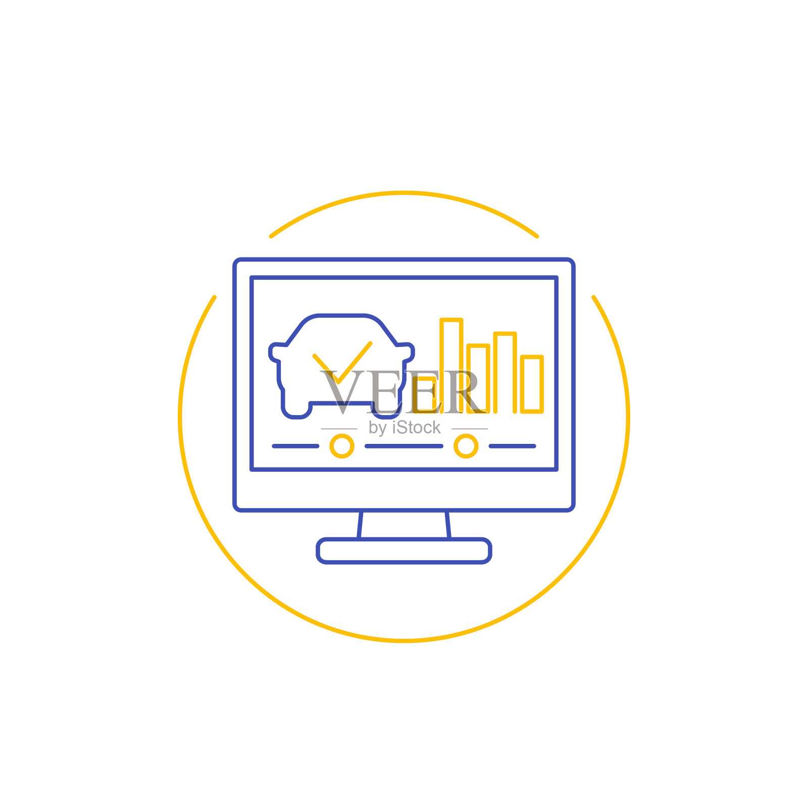 汽车诊断图标，线向量插画图片素材