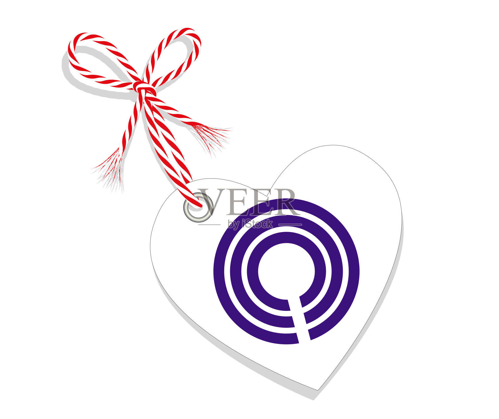 旗帜作为一个心形“我爱川崎”与绳子，矢量插图孤立在白色的背景插画图片素材