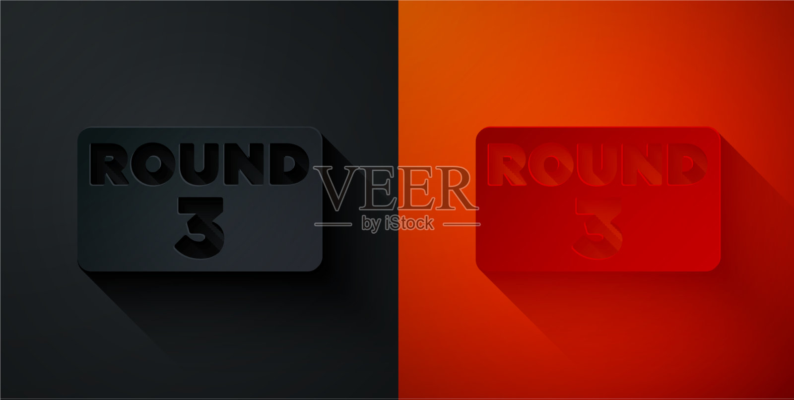 纸切割拳击环板图标孤立在黑色插画图片素材