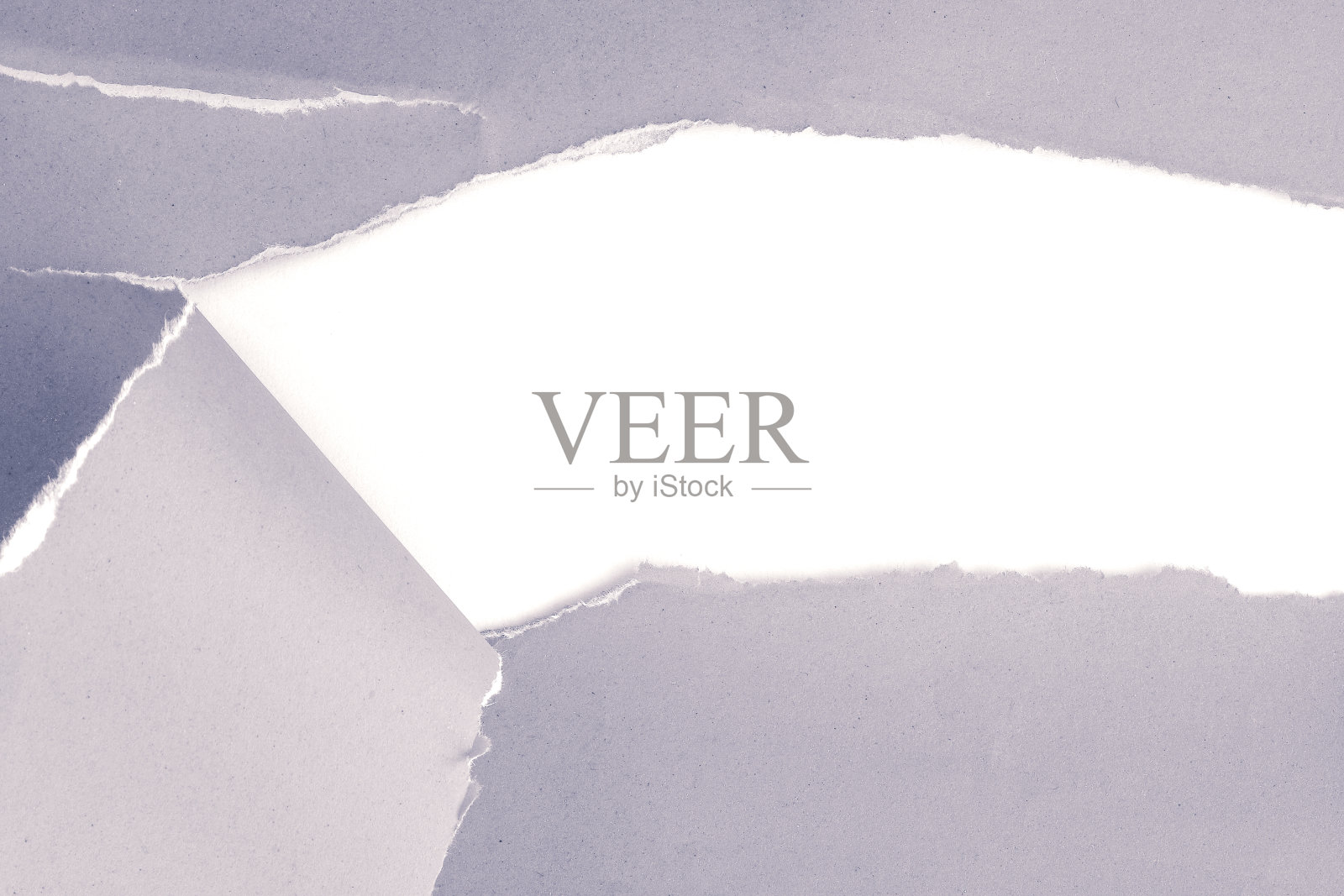 撕破的纸卷与开放显示白色背景，撕破的灰色硬纸板与文字空间照片摄影图片