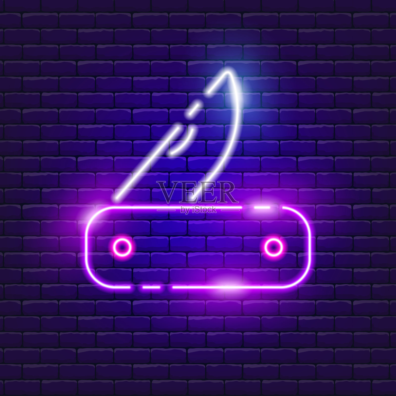 重叠氖图标。矢量插图设计的广告，网站，促销，横幅，小册子，传单。徒步、旅行、露营的概念。插画图片素材