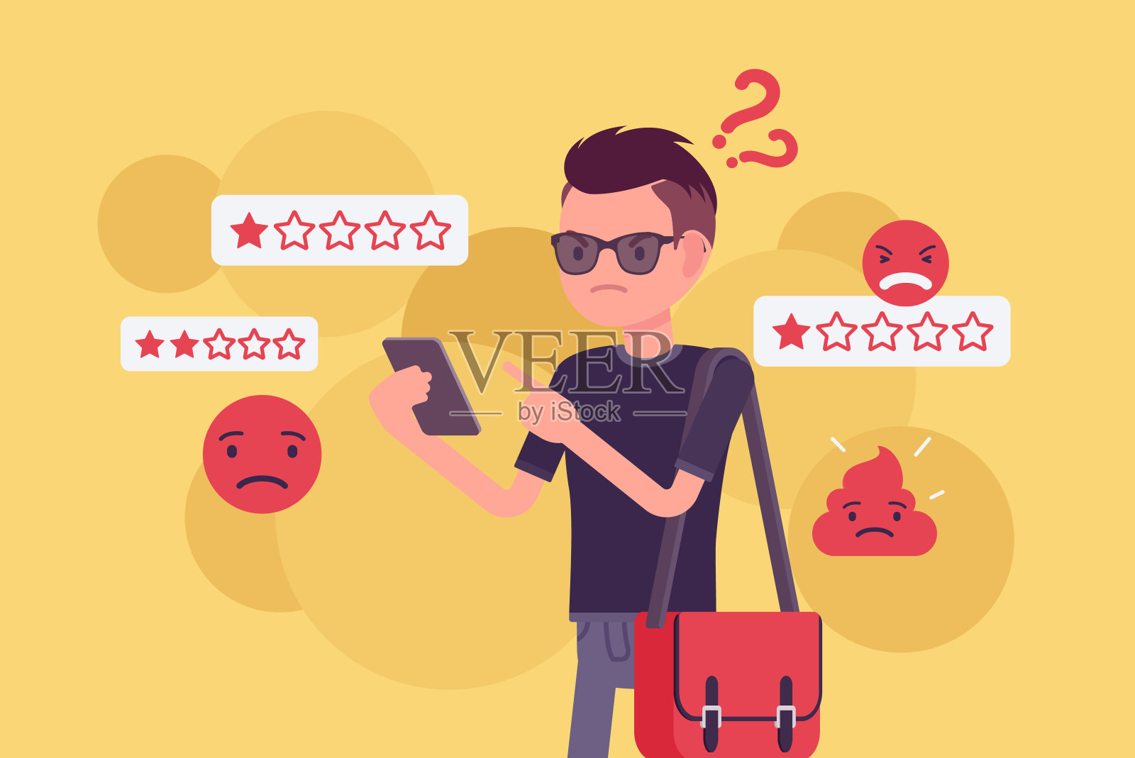 顾客体验负面评价：对产品、服务或业务的评分插画图片素材