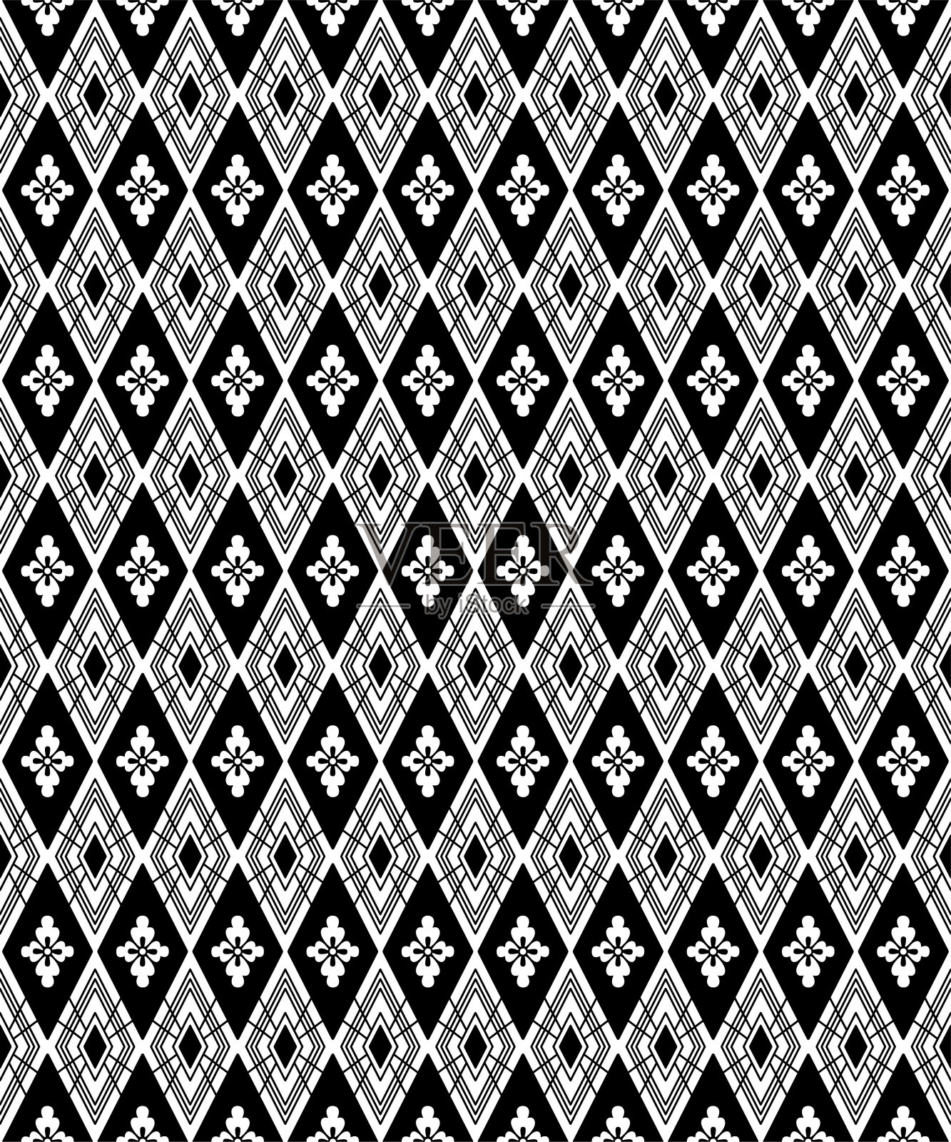 民族无缝黑白图案。日本风格。插画图片素材