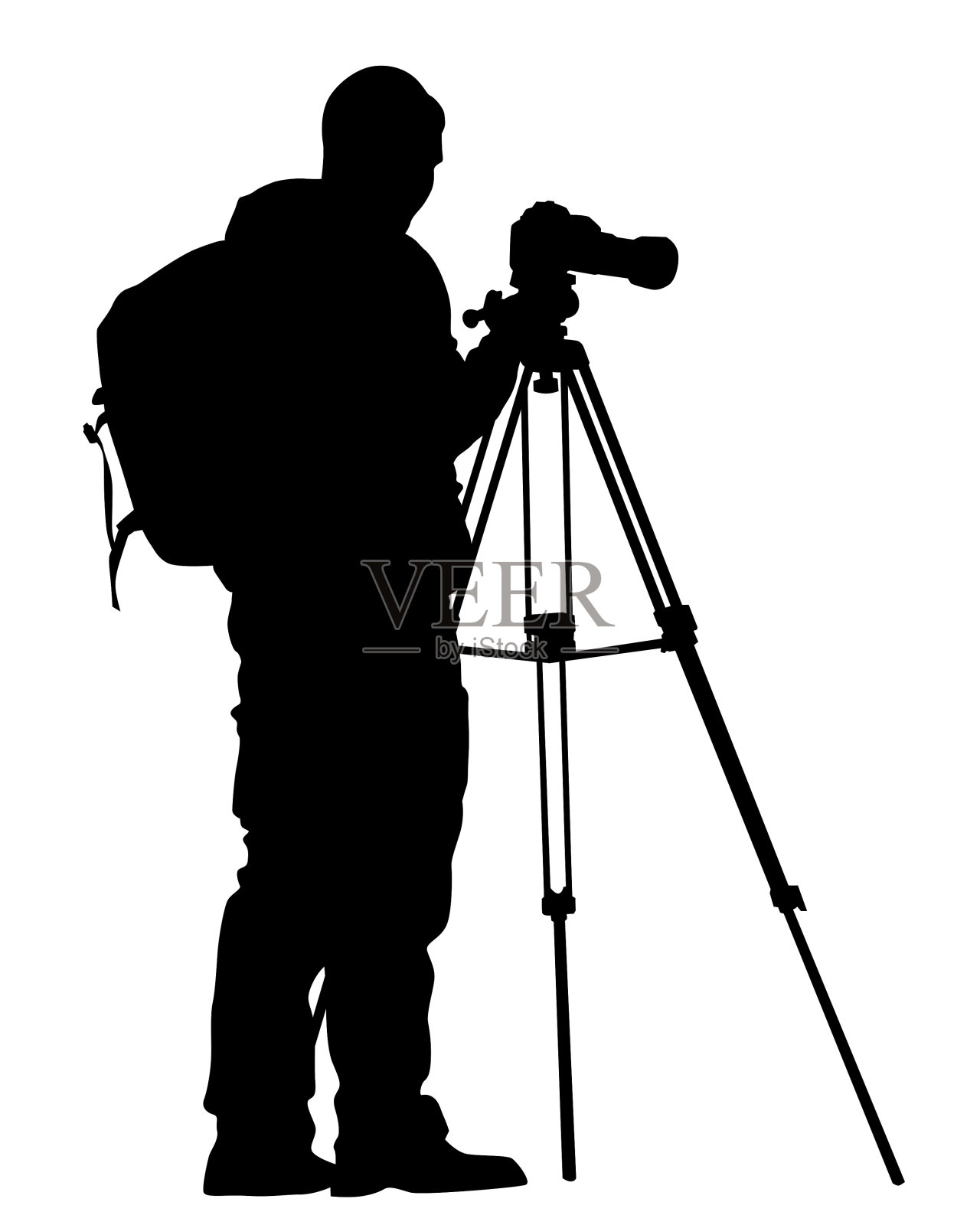 摄影师些微三脚架插画图片素材