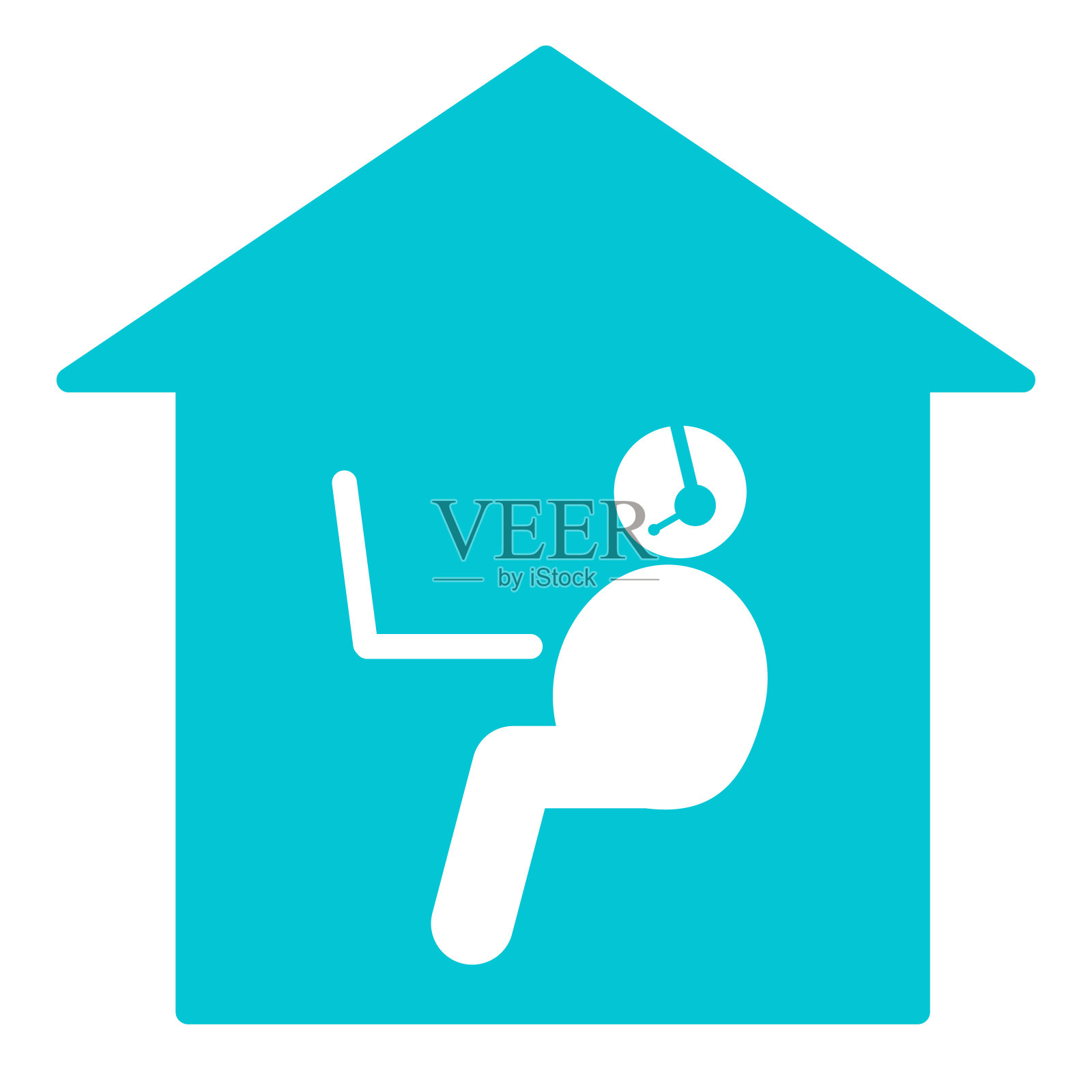 在家工作或学习而不锻炼的象形文字插画图片素材