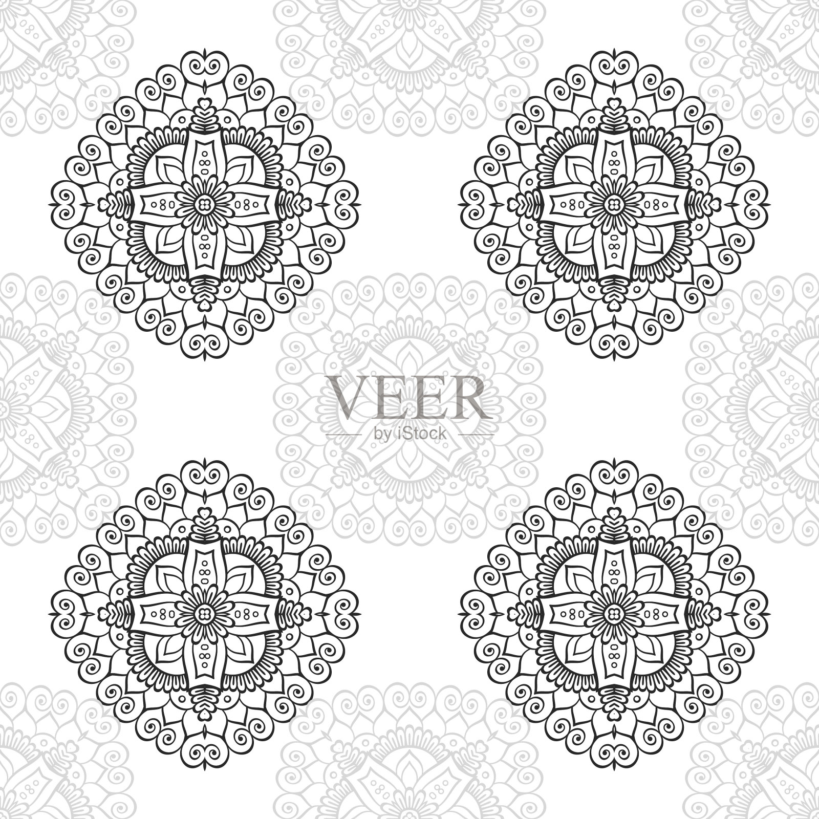 豪华装饰曼陀罗设计背景插画图片素材