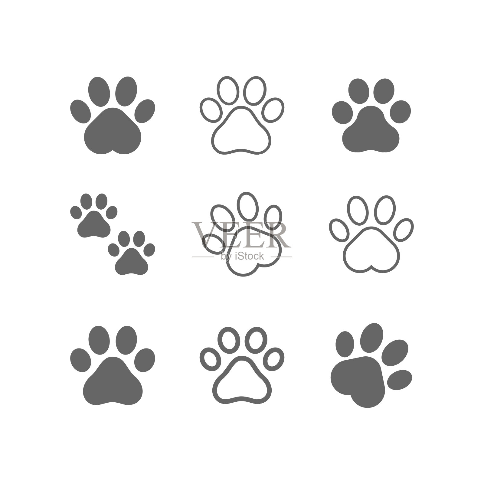 狗，猫爪矢量图标插画图片素材