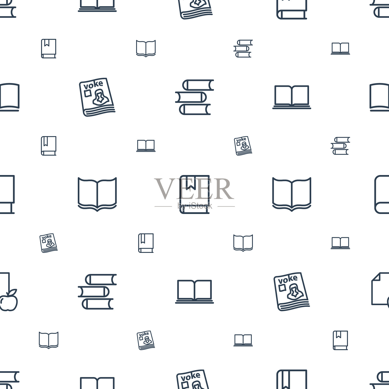 库图标模式无缝白色背景插画图片素材