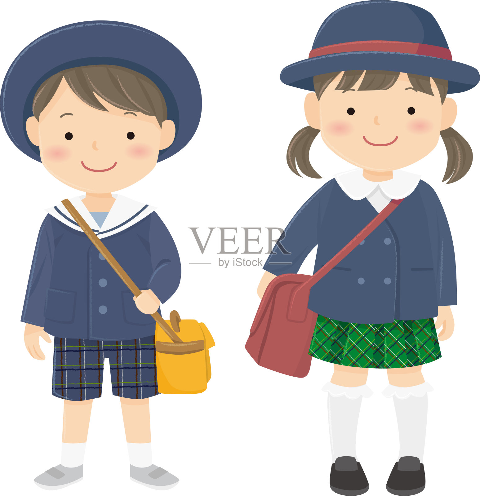 矢量插图的幼儿园校服儿童插画图片素材