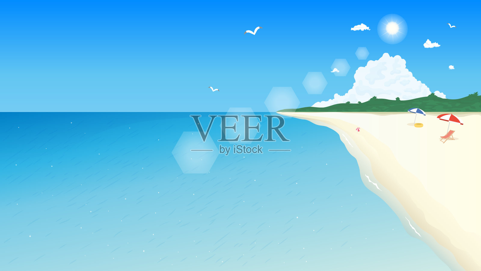 夏日海滩景观插图插画图片素材