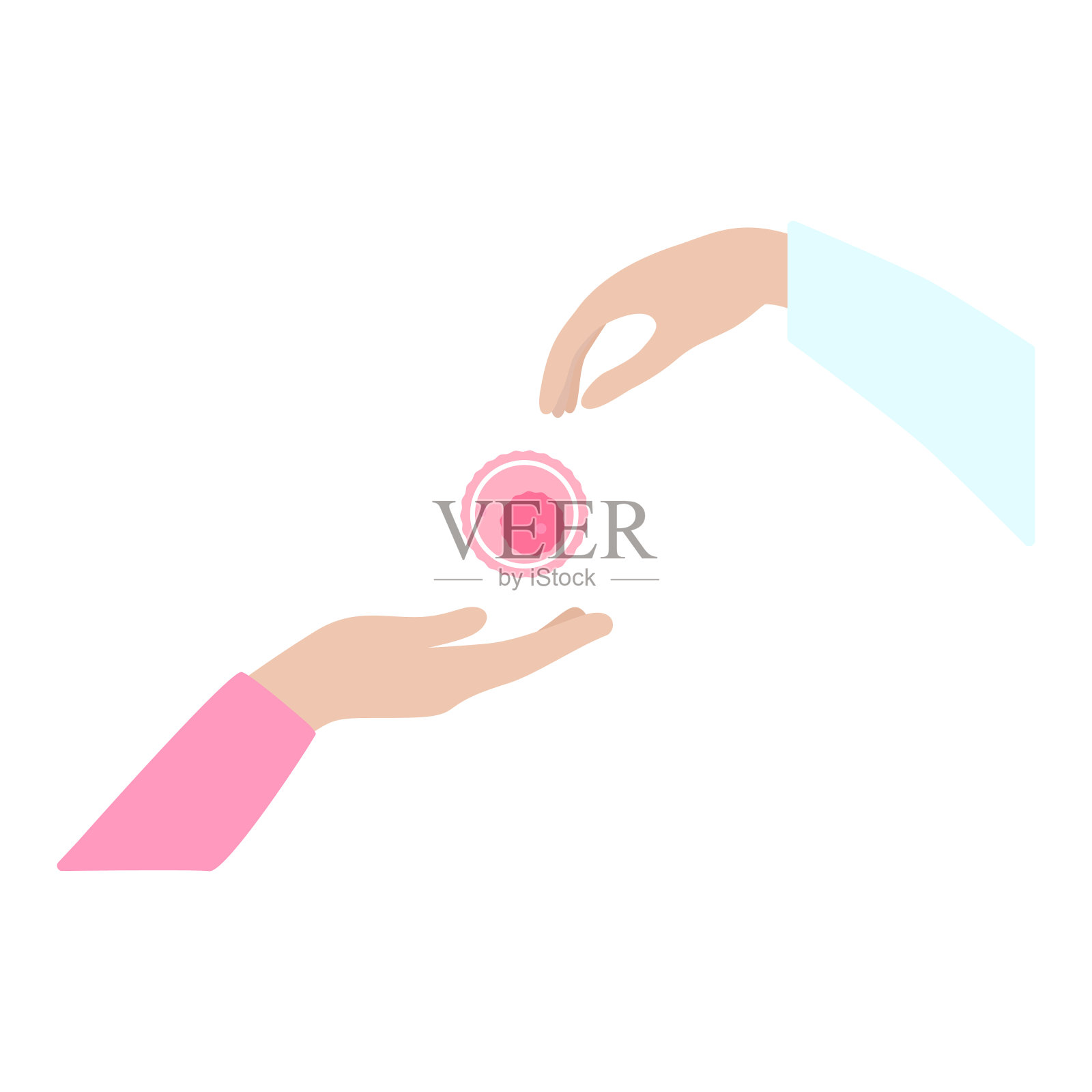 捐赠卵子。一只手给卵母细胞另一只手。矢量插图捐赠的概念插画图片素材