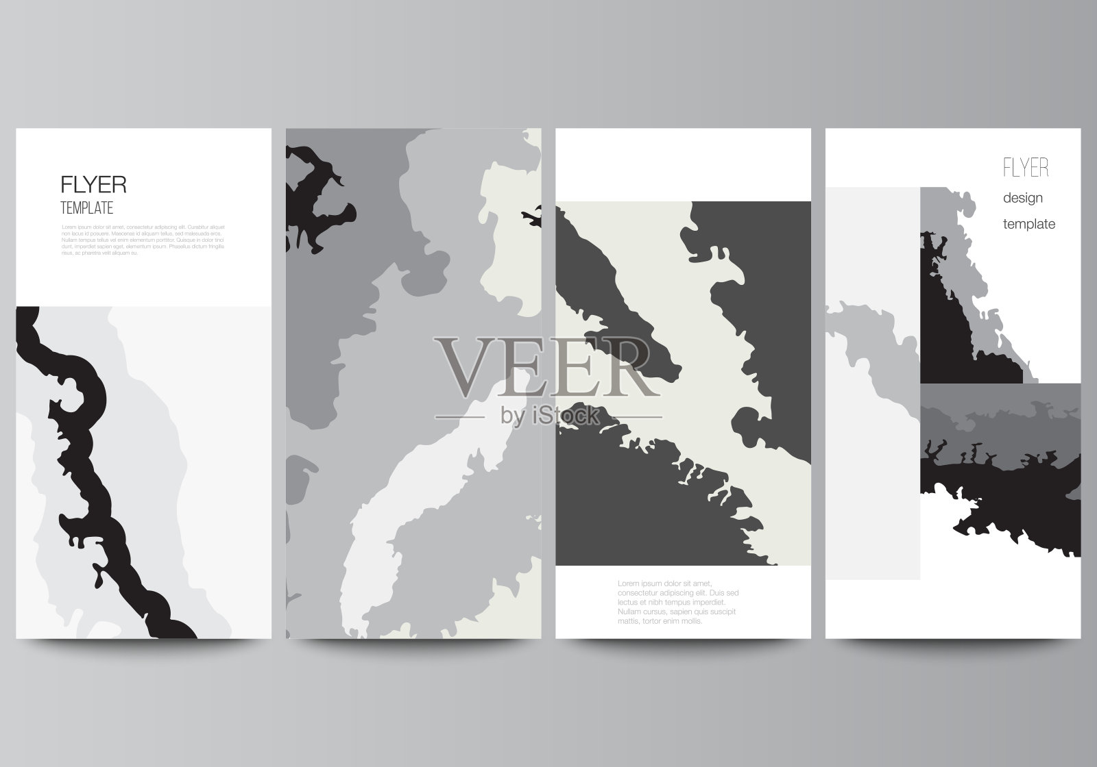 矢量布局传单，横幅设计模板网站广告设计，垂直传单设计，网站装饰背景。景观背景装饰，半色调图案粗犷纹理。插画图片素材