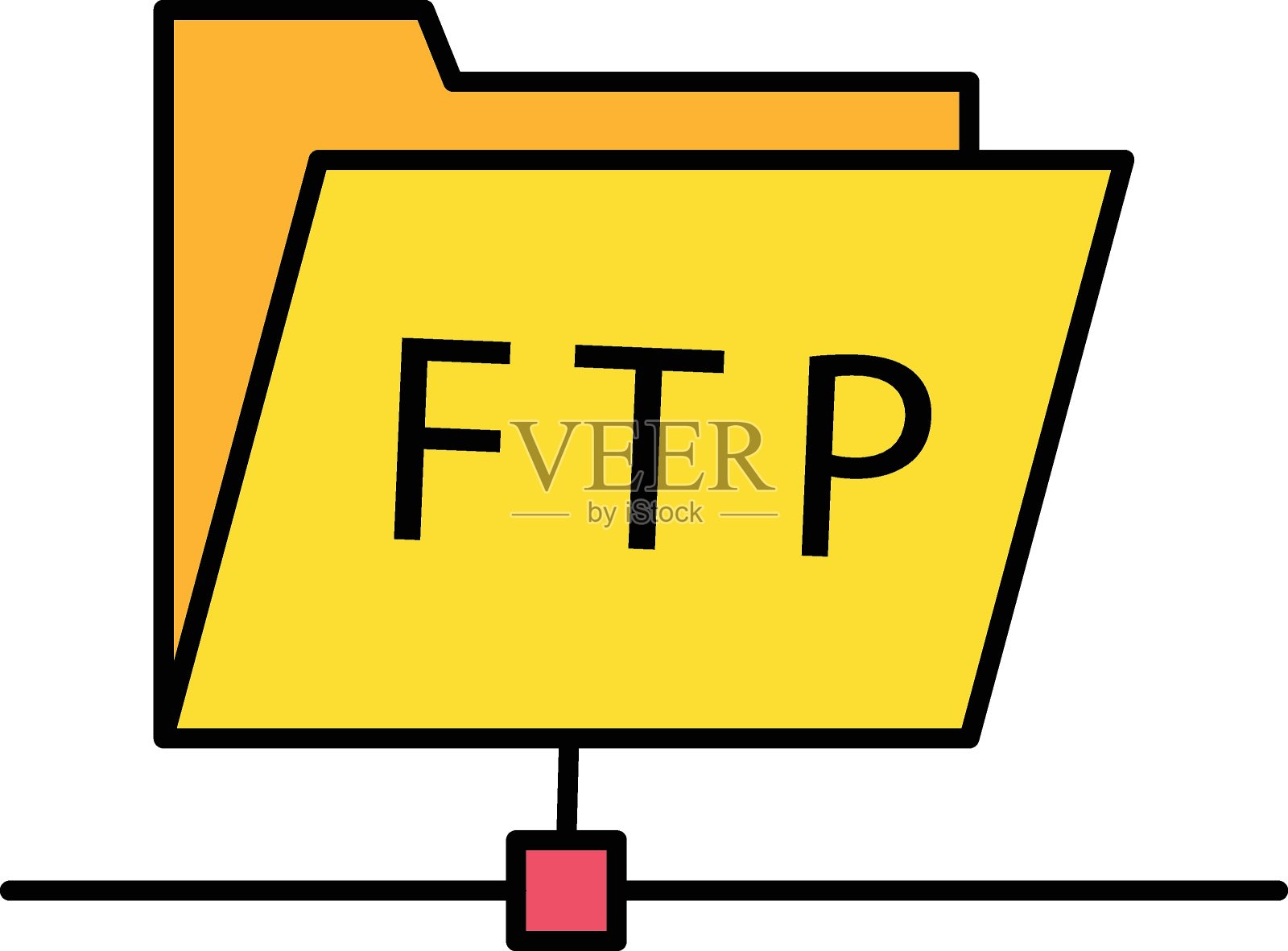 Ftp协议概念，文件数据在互联网上传输上传下载矢量彩色图标设计，数据中心和Web托管符号，文件在网络上传输股票插图插画图片素材