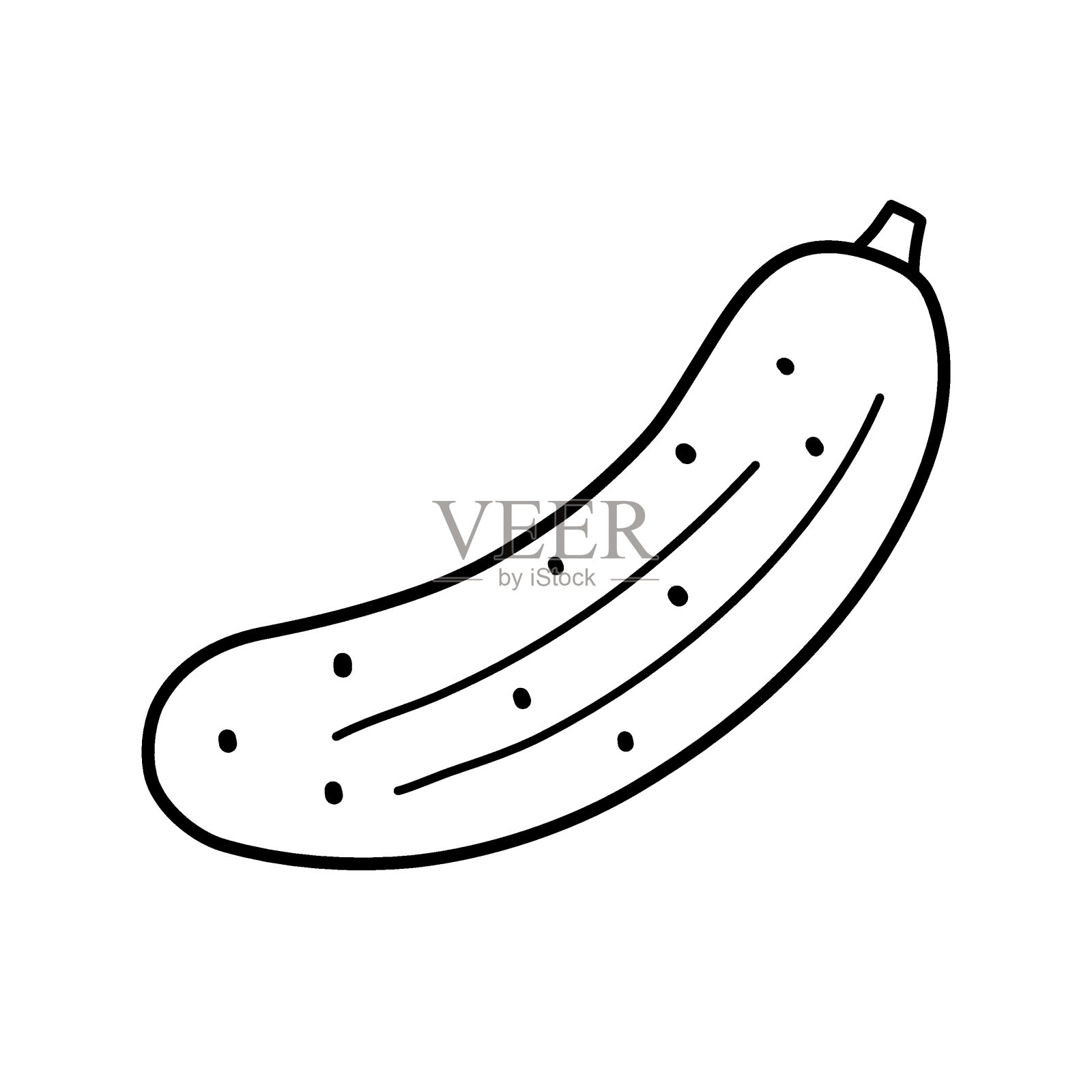 黑色涂鸦风格的黄瓜。插画图片素材