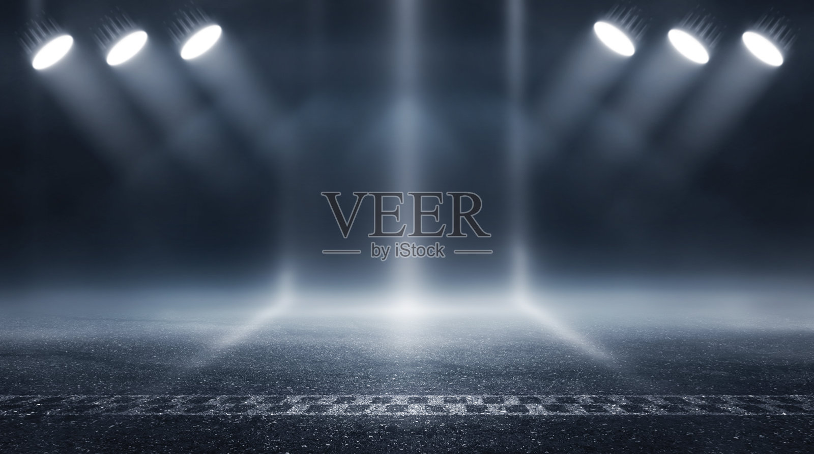 3D渲染抽象赛道终点线比赛的夜晚照片摄影图片