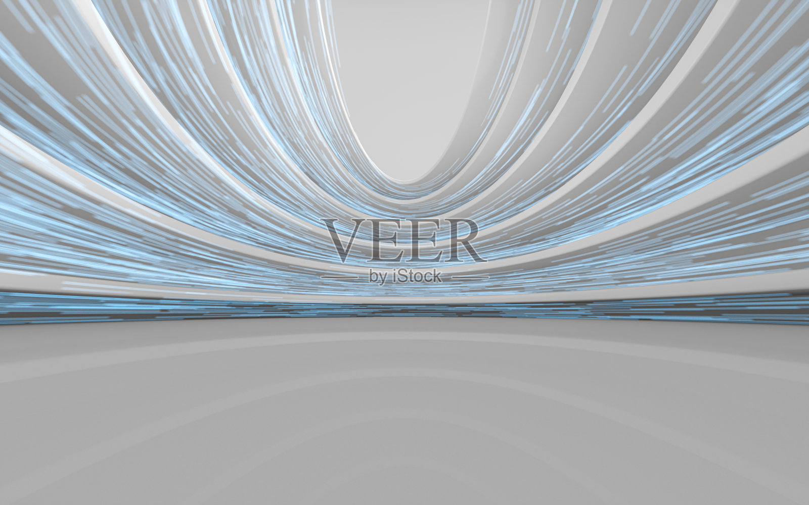 白色背景的圆形空房间，3d渲染。照片摄影图片