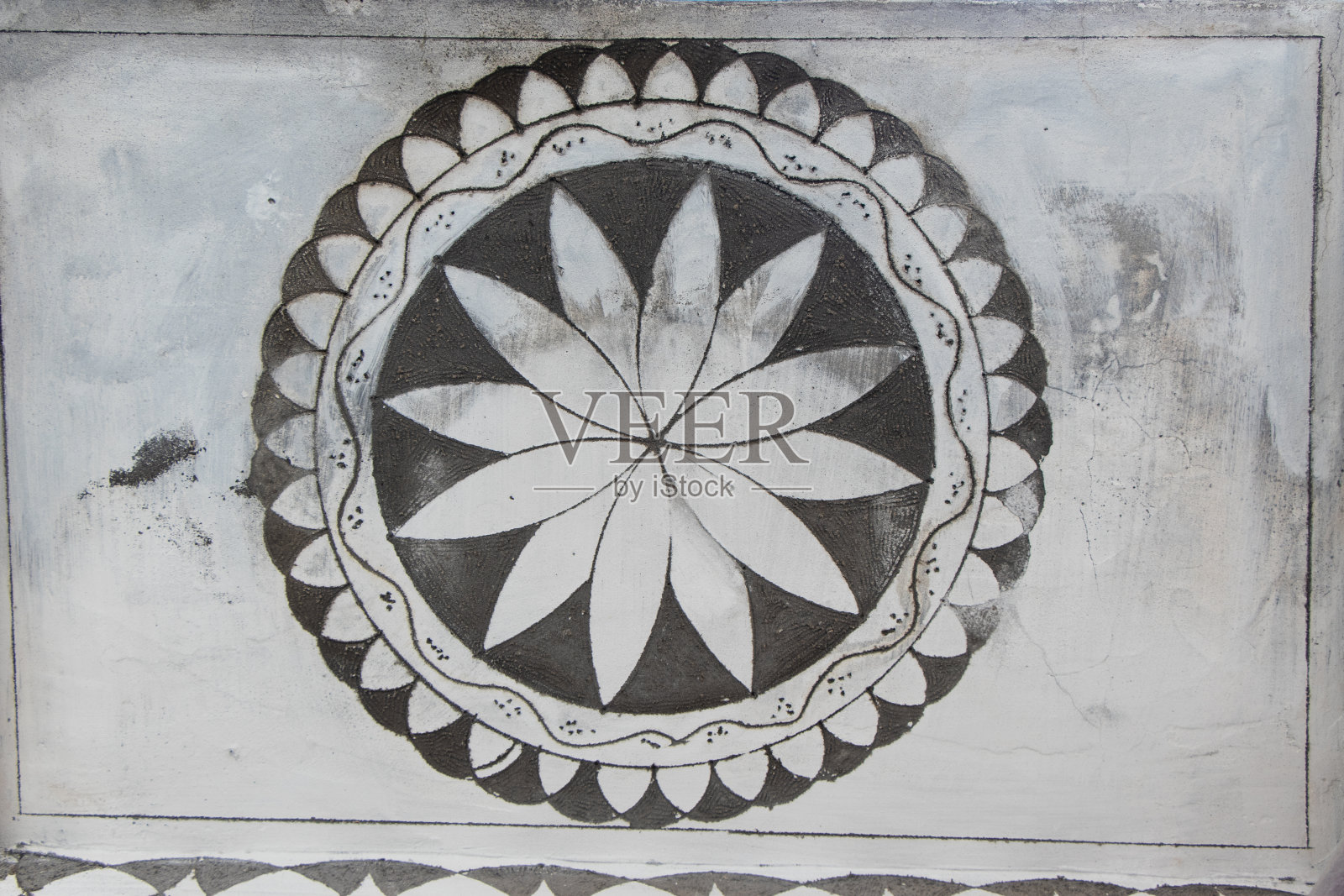 在南基奥斯岛的Pyrgi村的墙上雕刻几何形状照片摄影图片