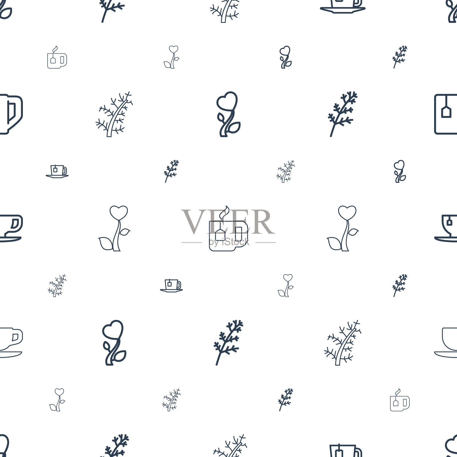 草本图标模式无缝白色背景插画图片素材