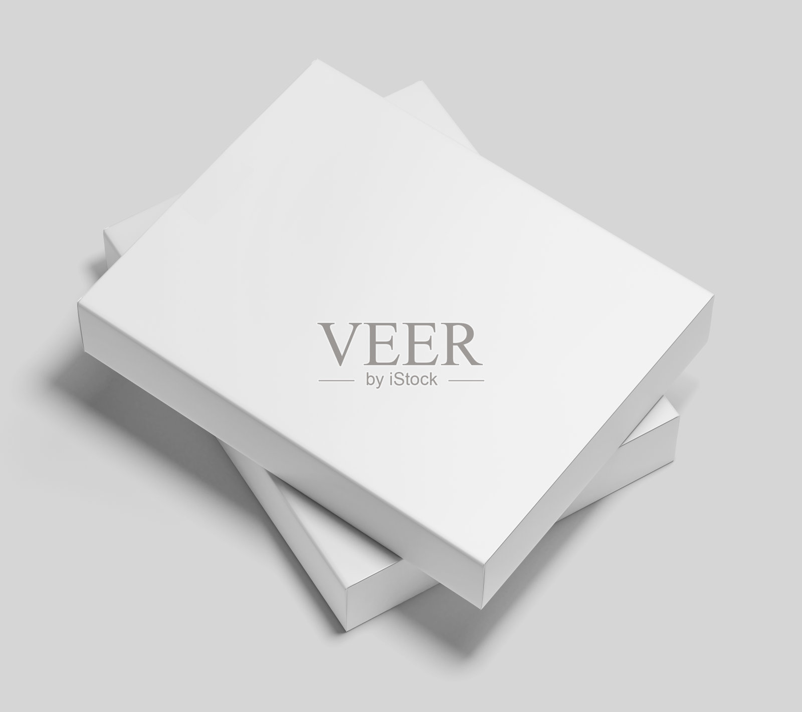 空白的白色软件盒模型，中等大小的纸板箱，3d渲染孤立在浅灰色背景照片摄影图片