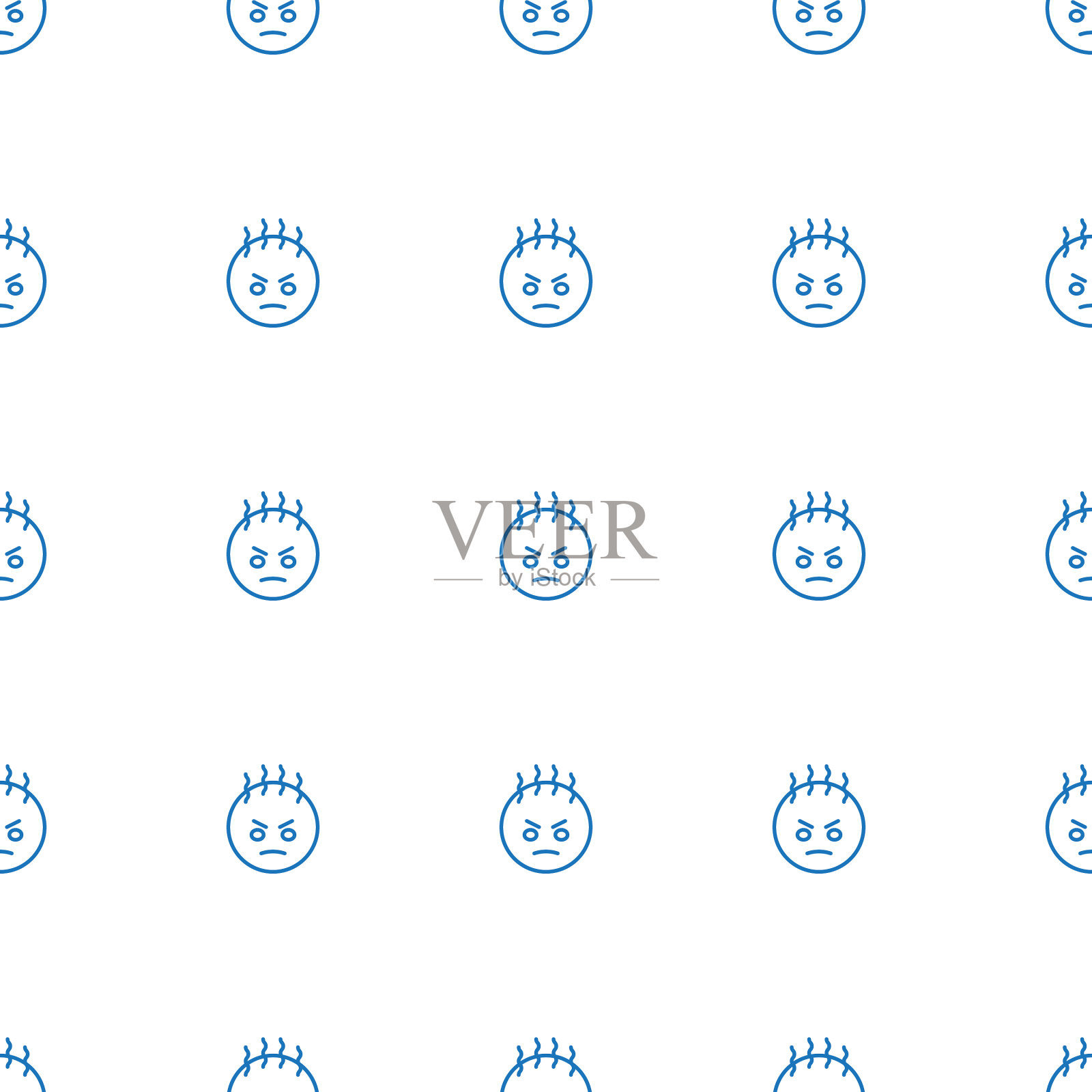 愤怒的表情符号模式无缝白色背景插画图片素材