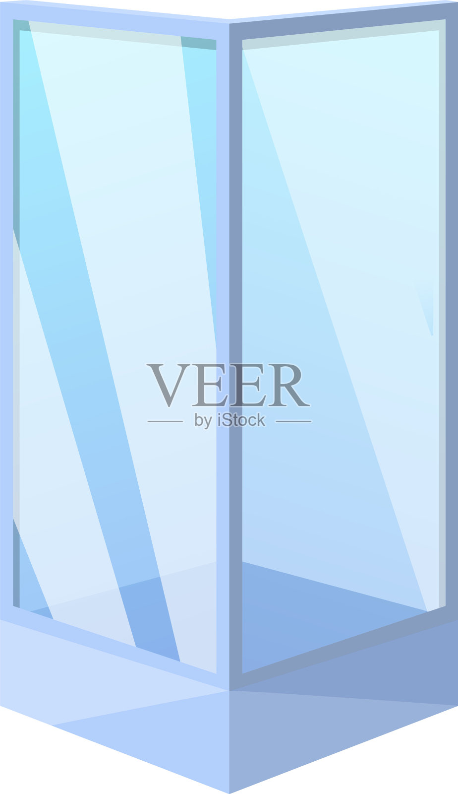 淋浴隔间浴室图标卡通风格设计元素图片