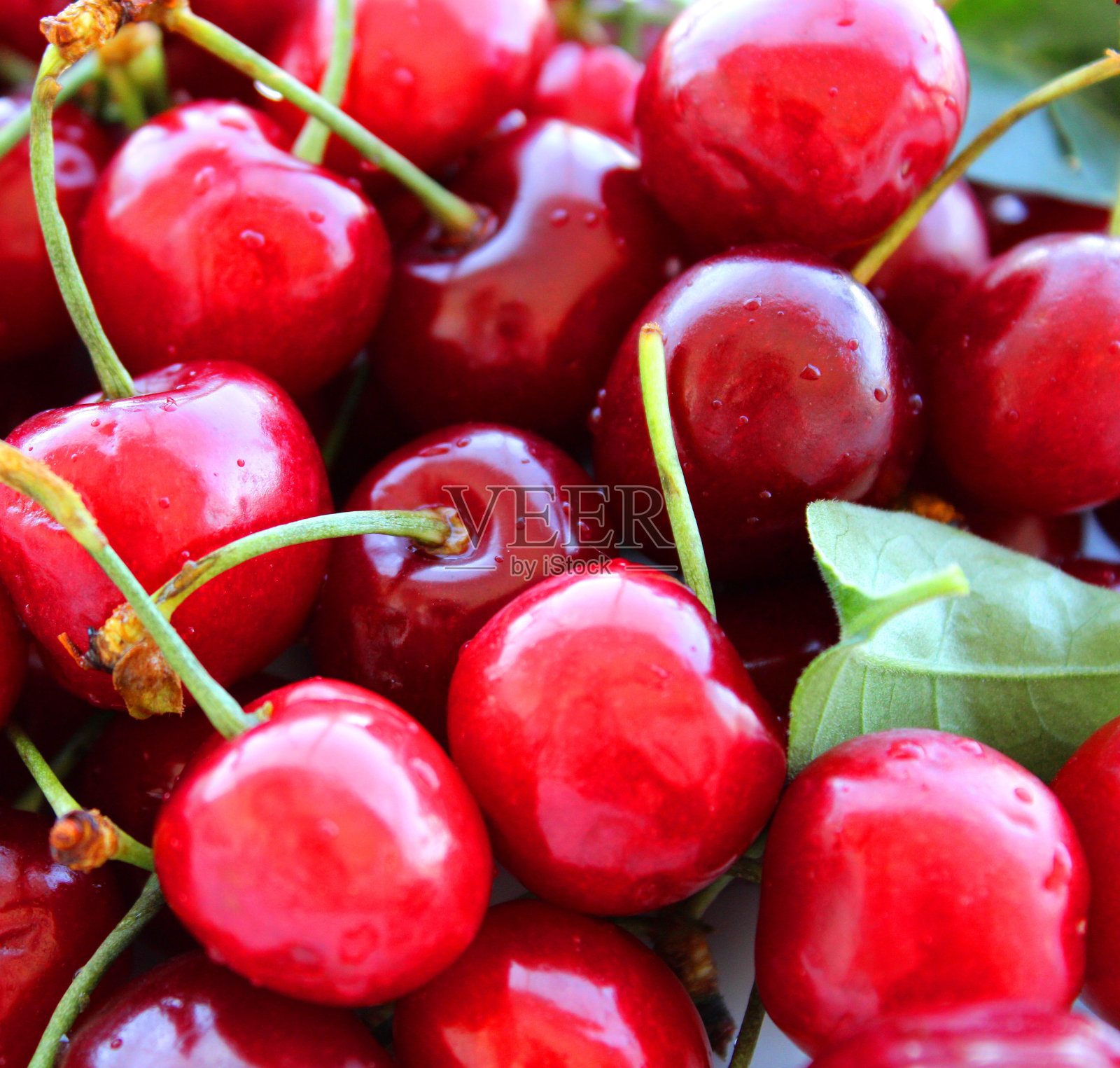 新鲜樱桃背景，夏季水果照片摄影图片