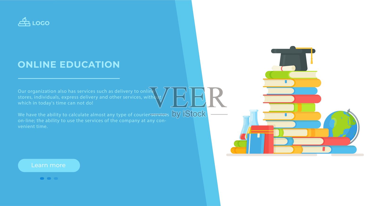 矢量插图在线阅读书籍。插画图片素材