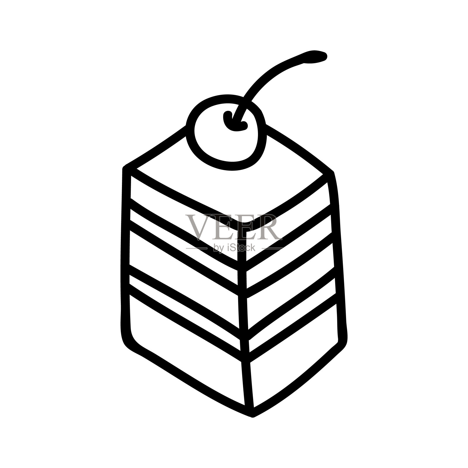 一块馅饼。矢量插图涂鸦风格。孤立在白色背景上。插画图片素材