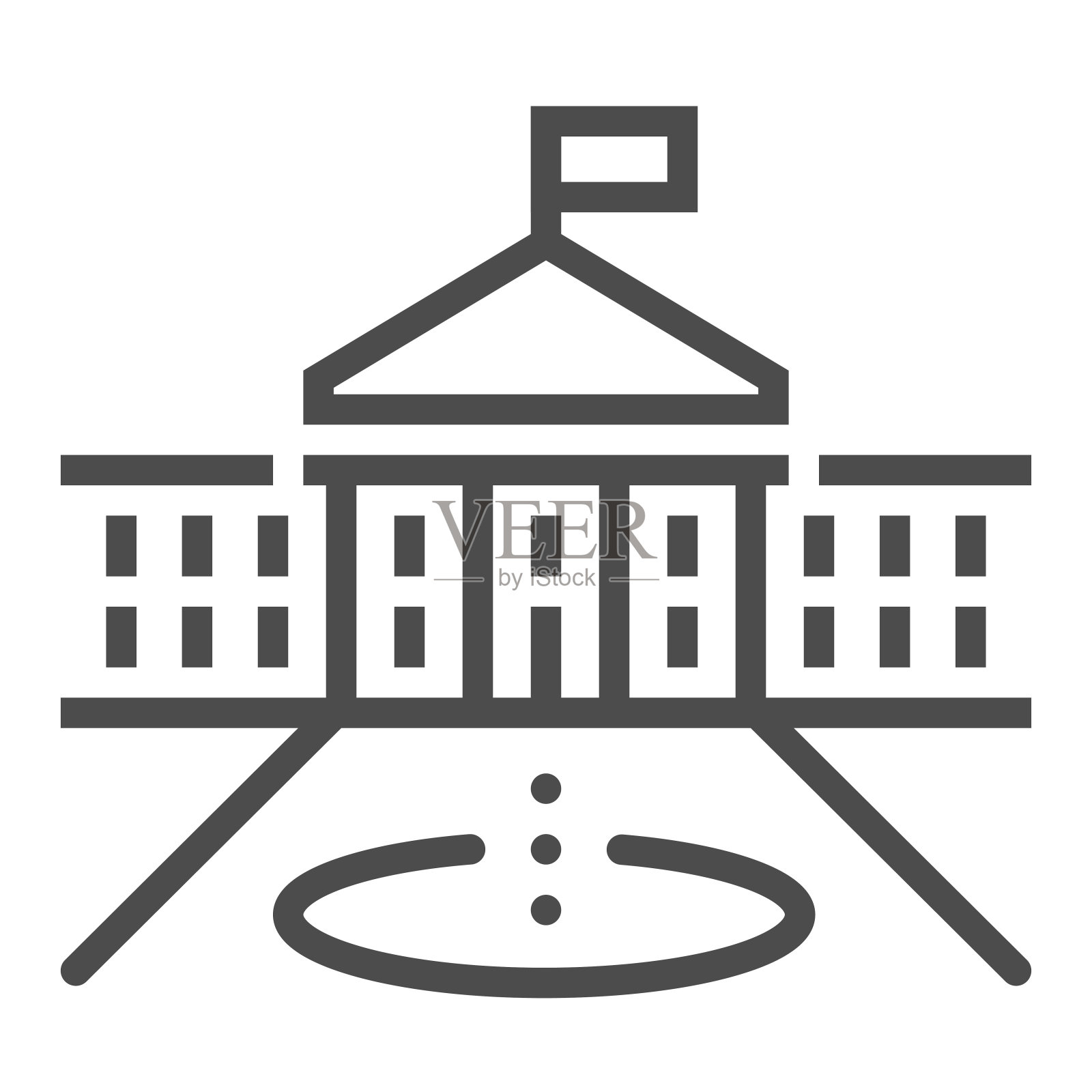 政府，建筑正方形直线矢量图标。插画图片素材