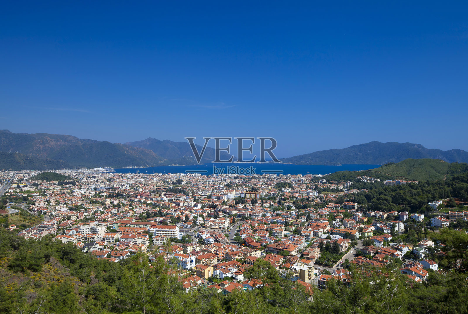 土耳其马尔马里斯市鸟瞰图照片摄影图片