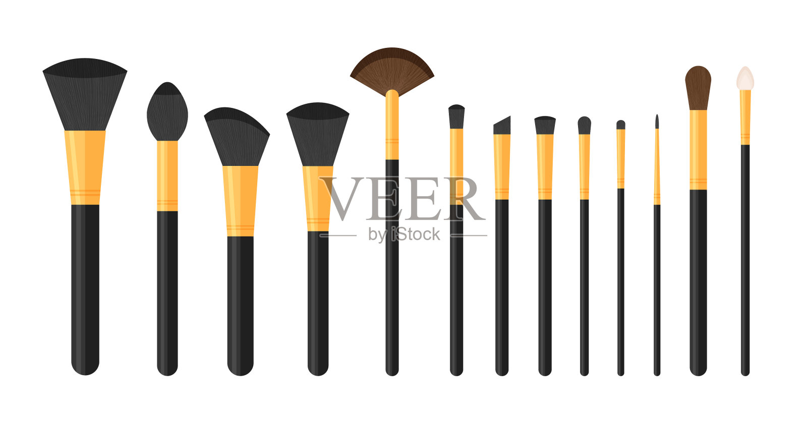 一套黑色纯专业化妆刷设计元素图片