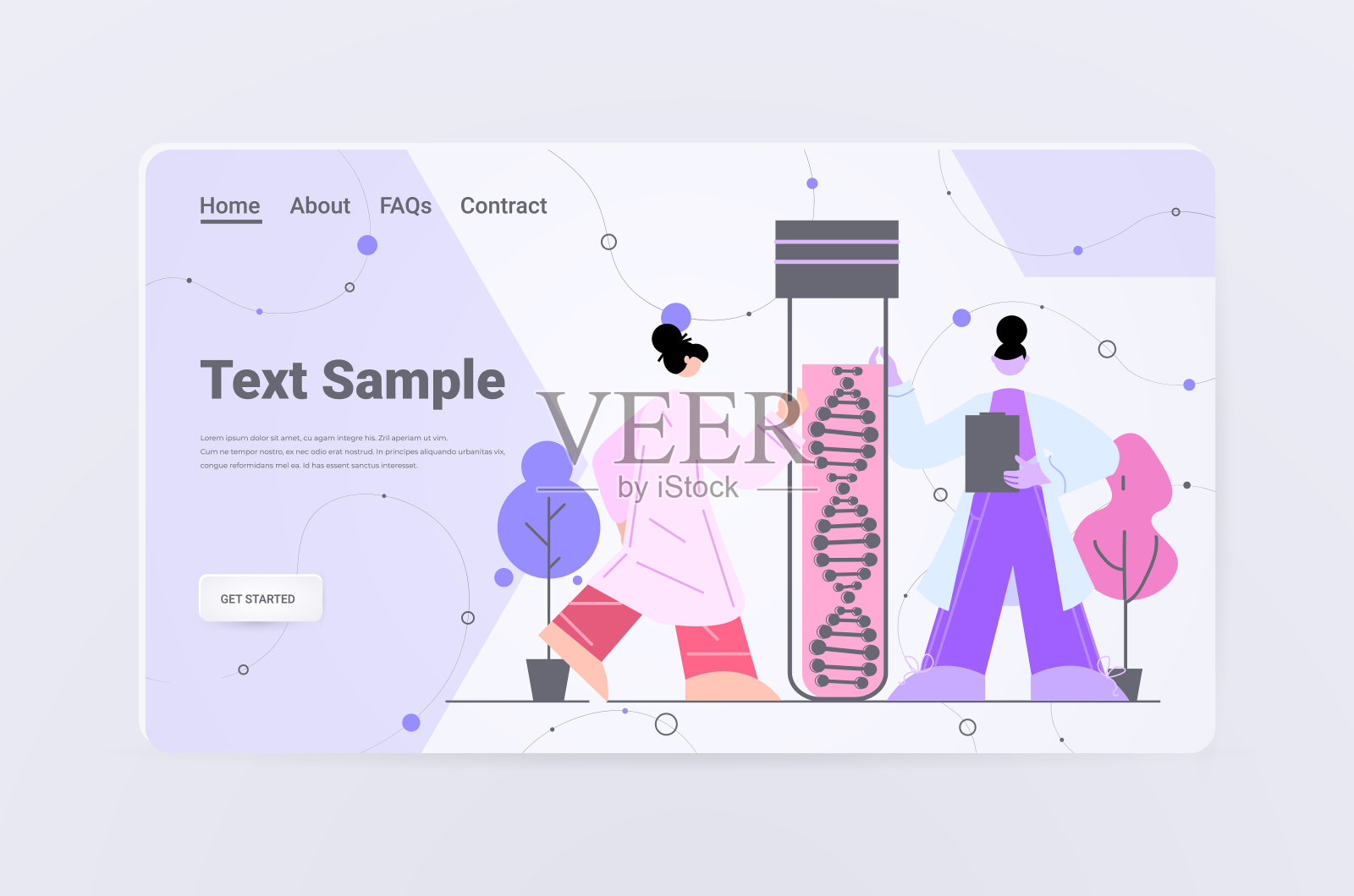 科学家与DNA研究人员在实验室进行实验DNA测试遗传诊断概念插画图片素材