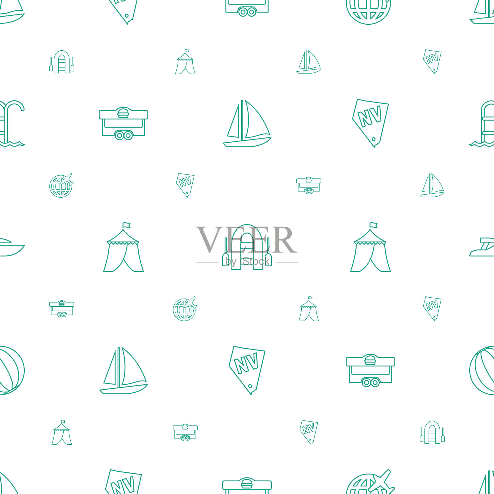 假期图标模式无缝白色背景插画图片素材