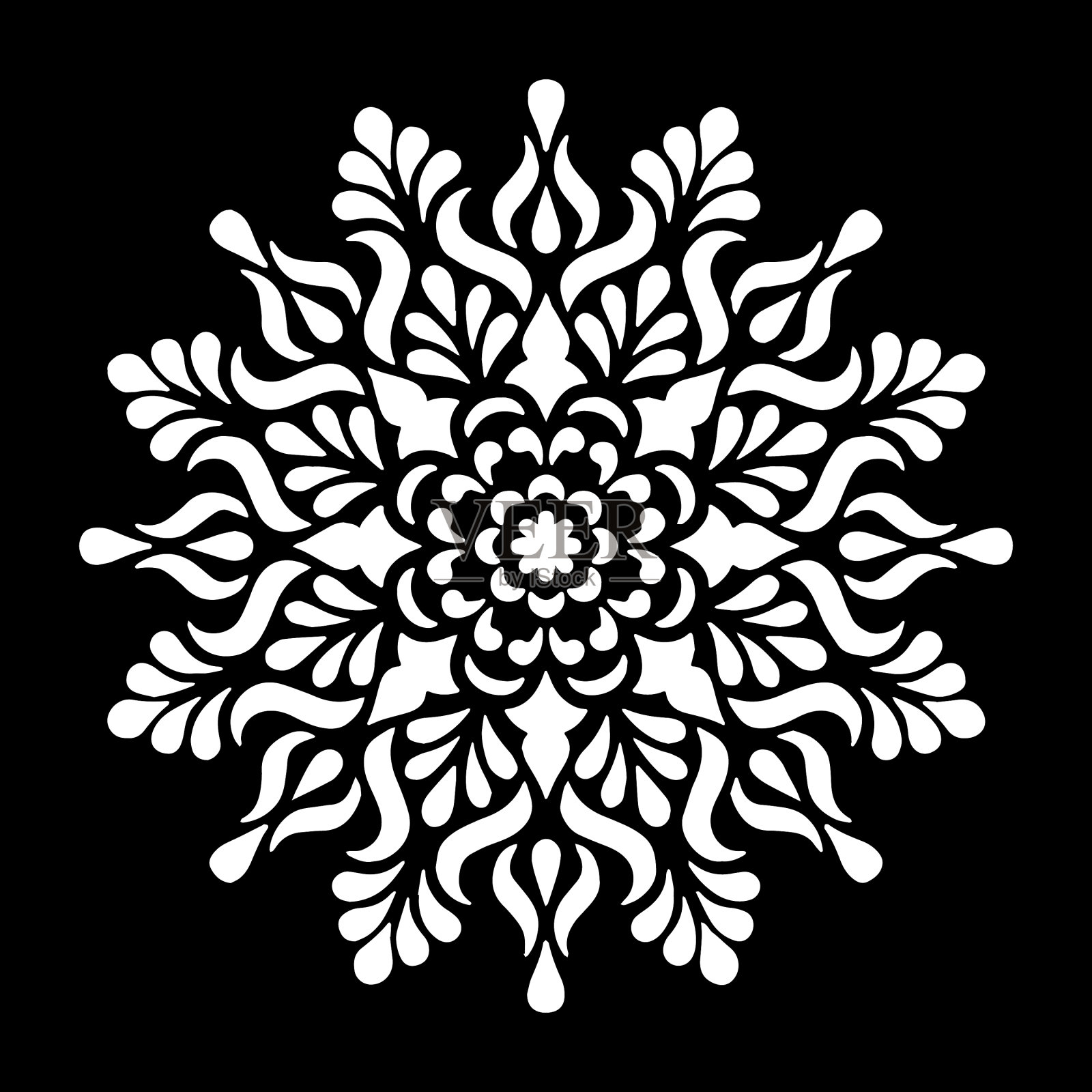 曼荼罗图案白色涂鸦素描插画图片素材