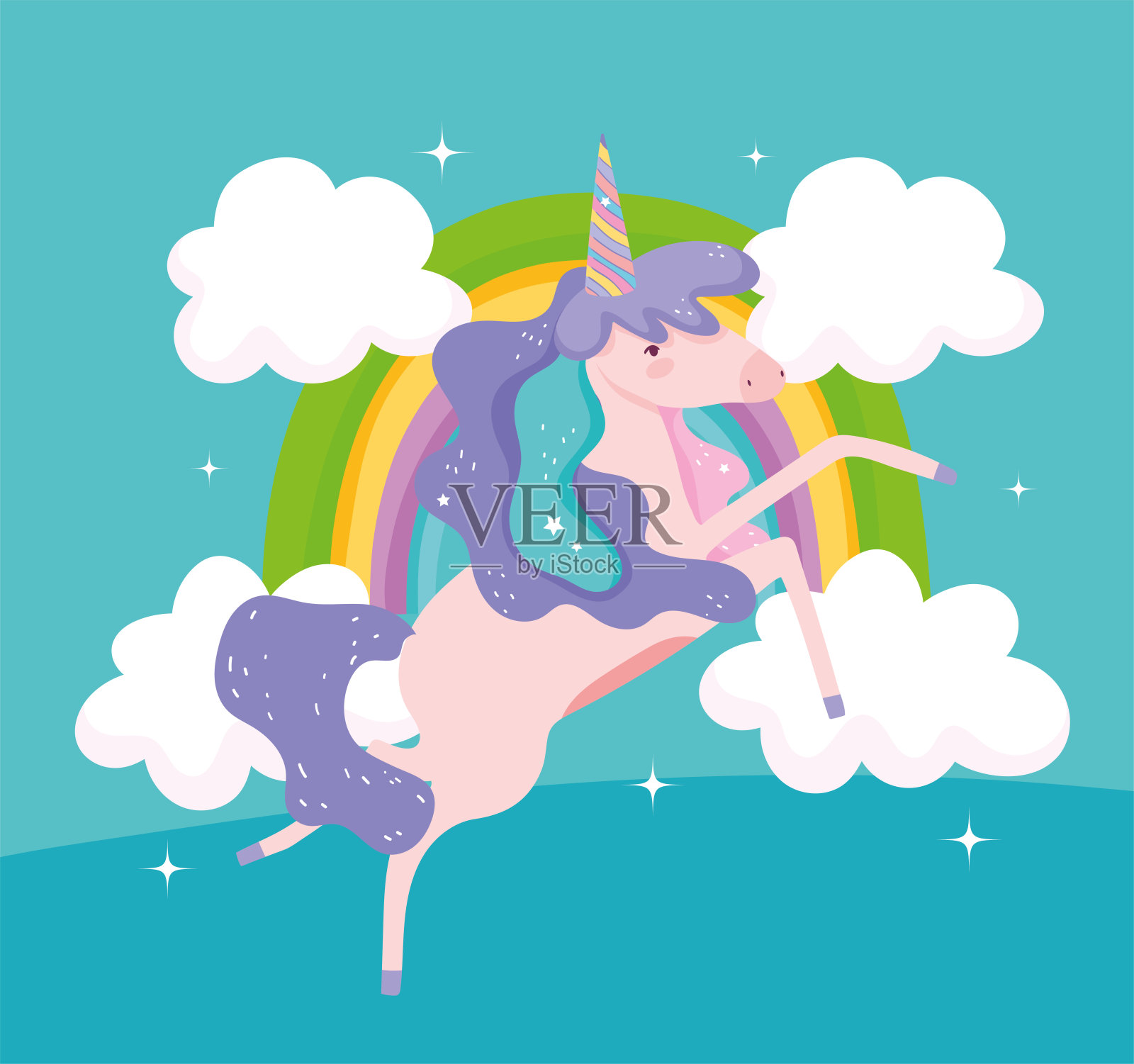 卡通彩虹独角兽插画图片素材