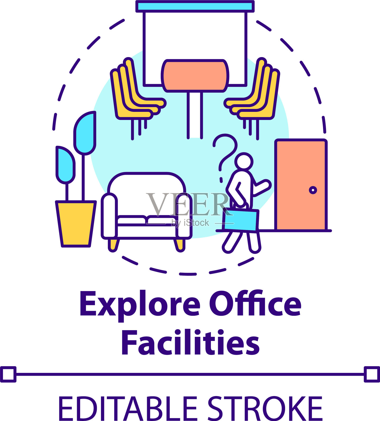 探索办公设施概念图标插画图片素材