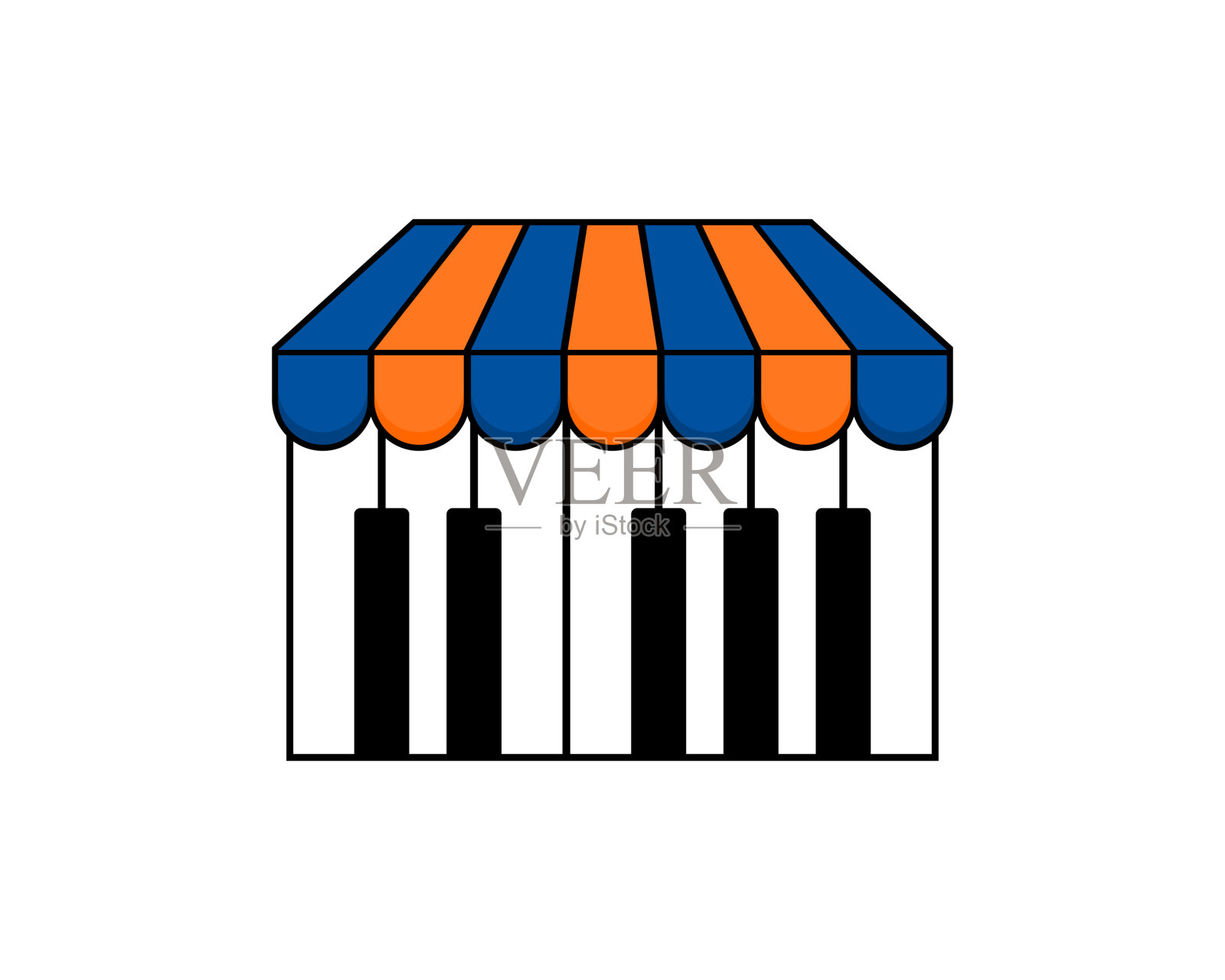 结合钢琴tuts与市场形状的标志插画图片素材