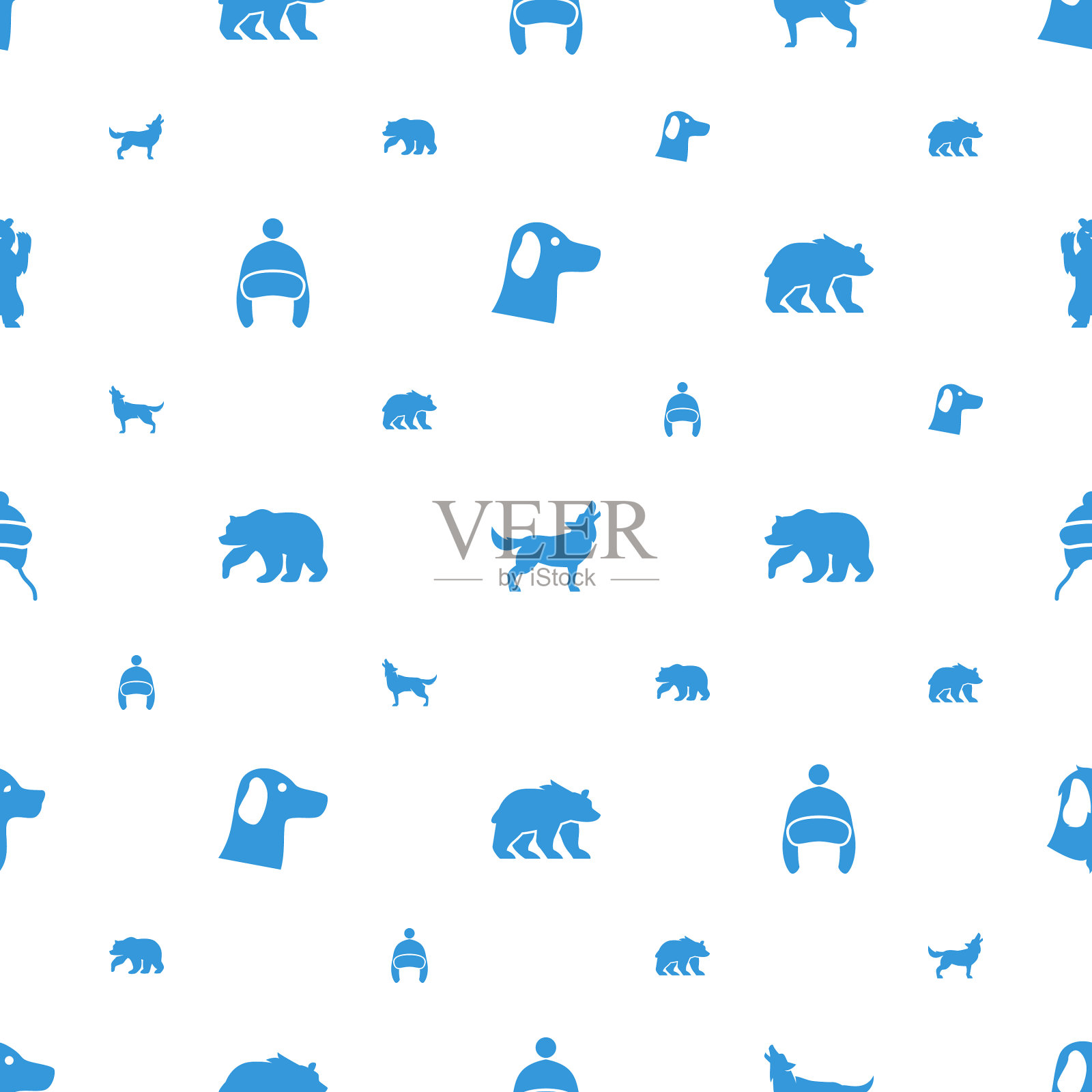 毛皮图标图案无缝白色背景插画图片素材