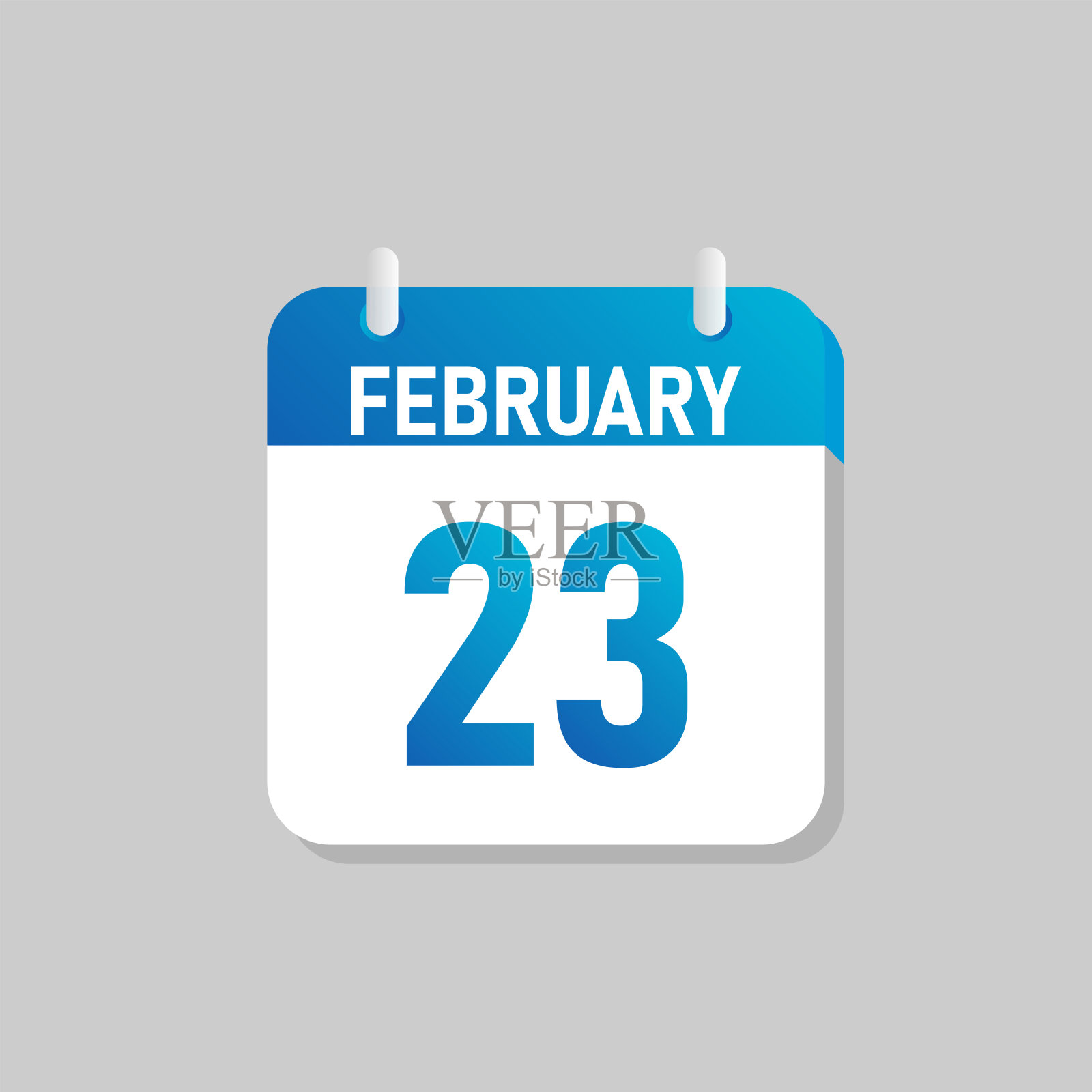 白色日日历图标二月在一个平面设计风格。插画图片素材