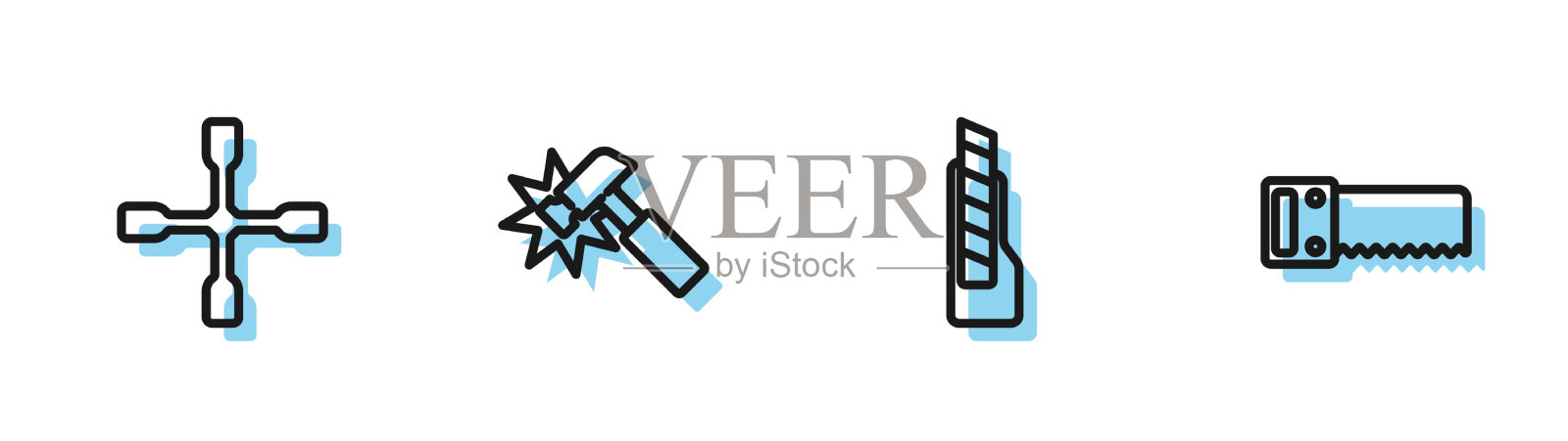 摆线文具刀轮锤扳手图标素材