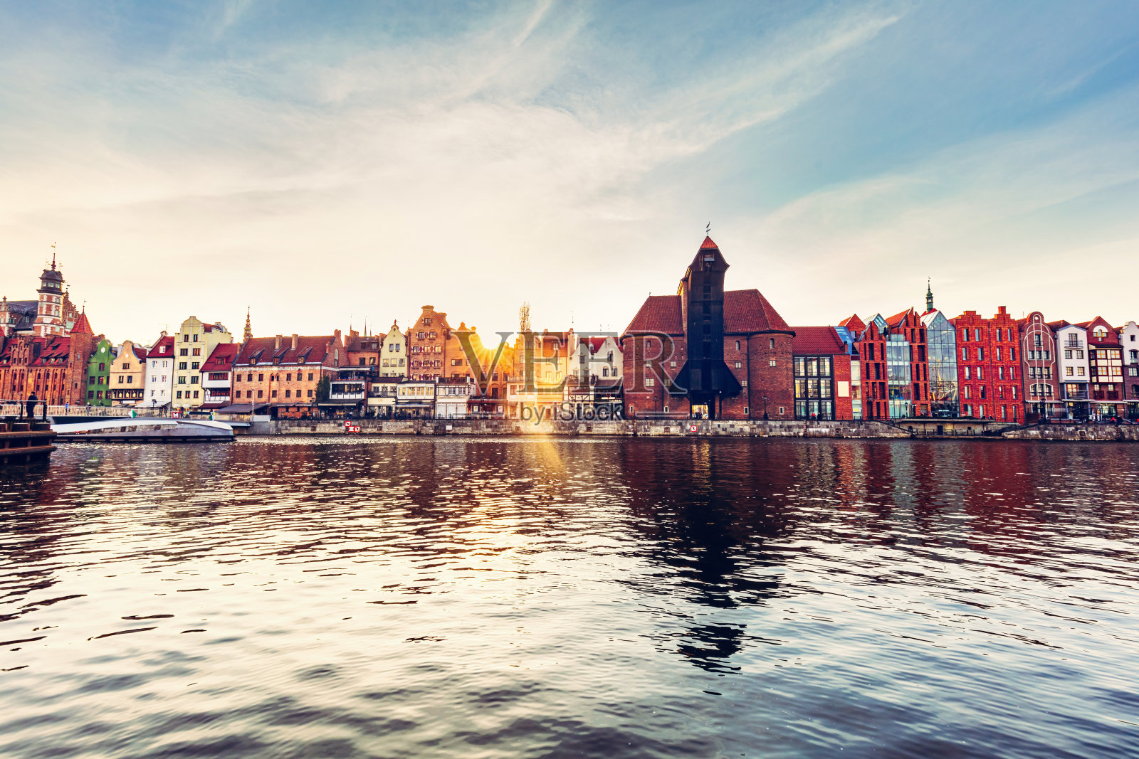 波兰格但斯克但泽古城。Zuraw起重机照片摄影图片