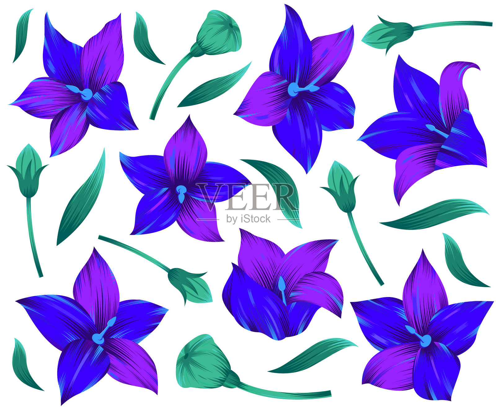 现代花卉设计为印花花卉设计设计元素图片