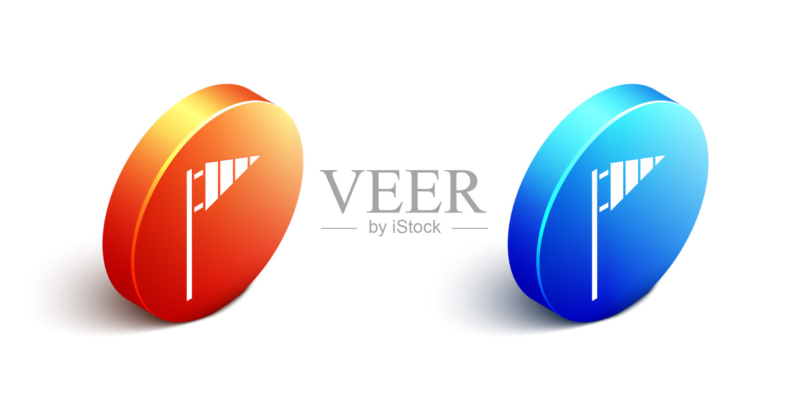 等距的高尔夫旗图标孤立在白色图标素材