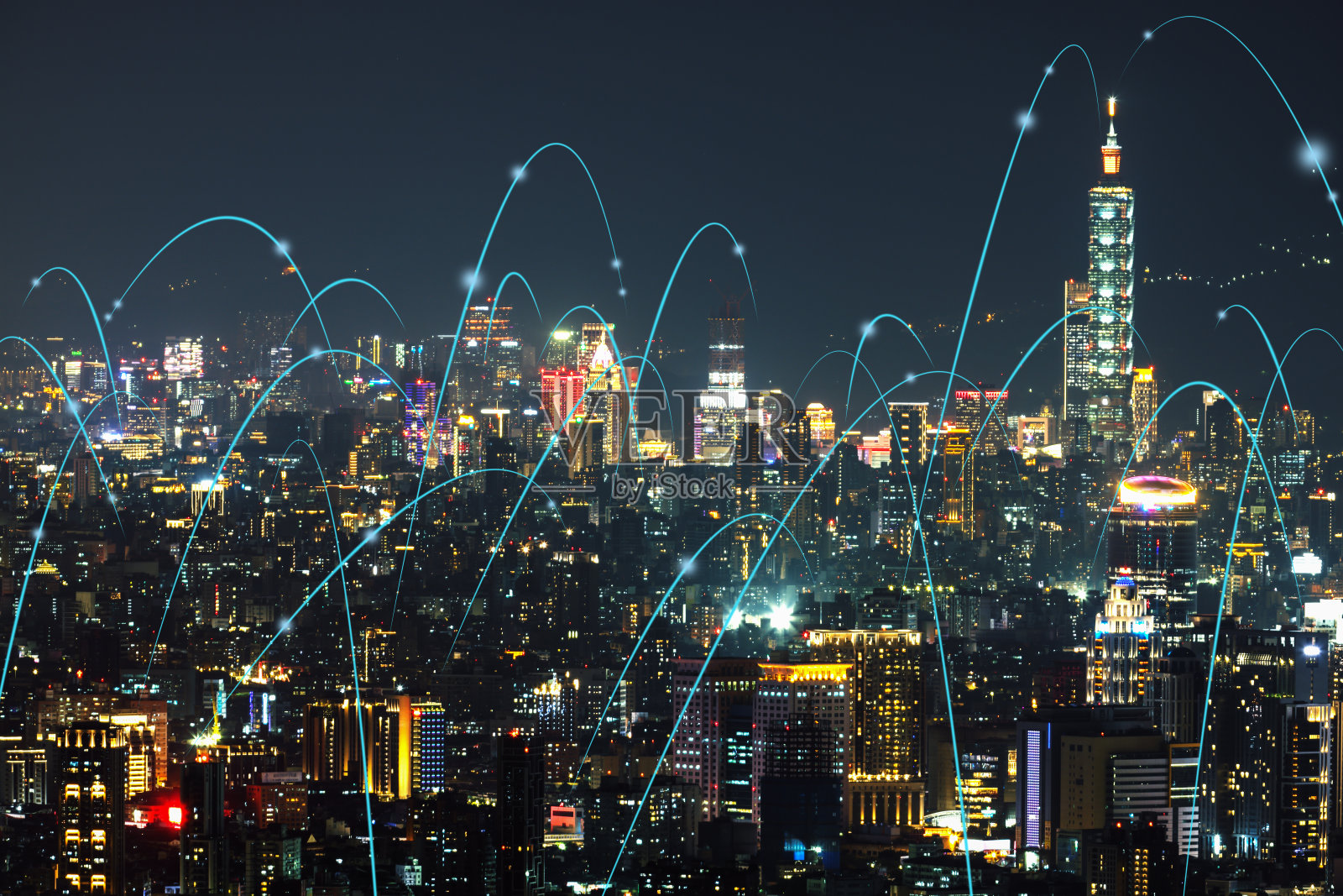 智慧城市与通信网络概念照片摄影图片