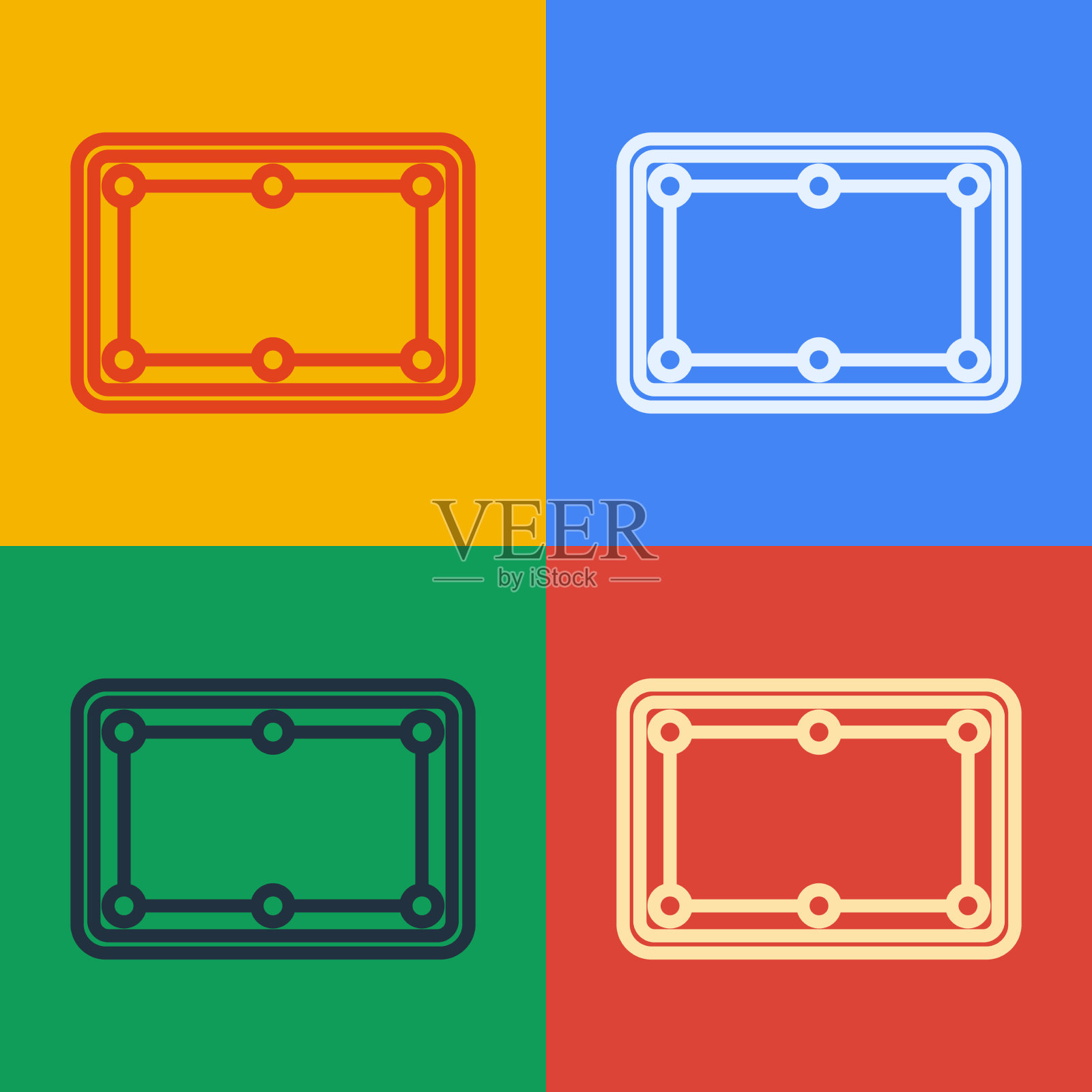 波普艺术线台球桌图标孤立的颜色插画图片素材