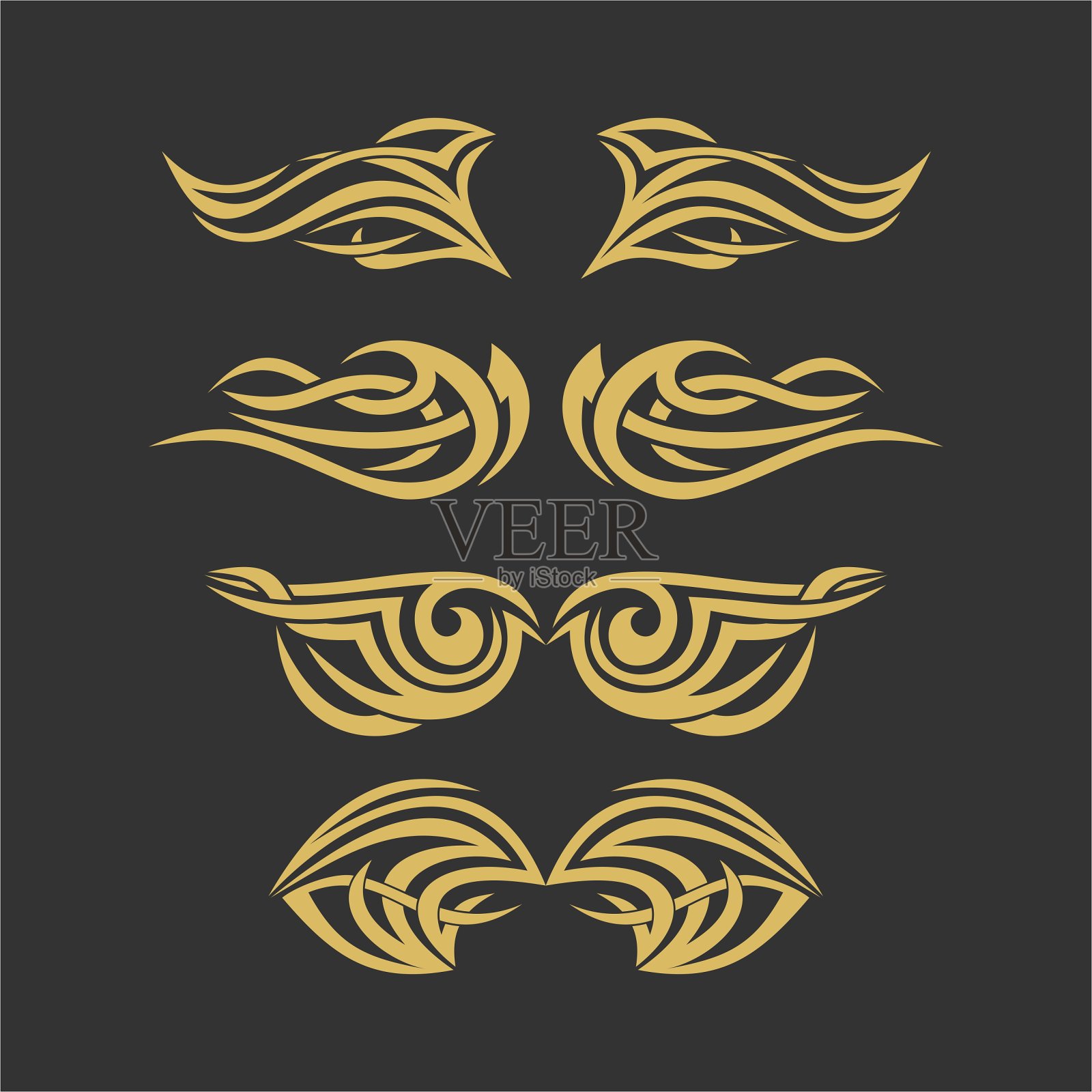 文身风格下的风格化向量翅膀插画图片素材