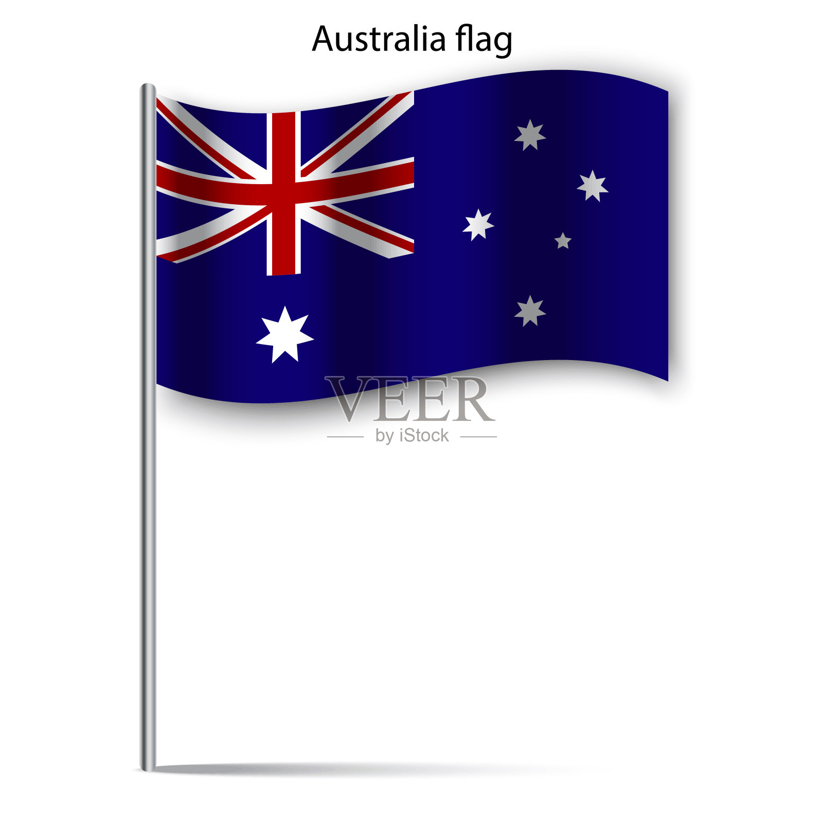 白色背景上的澳大利亚国旗。国旗平面设计。世界地图图标。矢量插图。股票的形象。每股收益10。设计元素图片