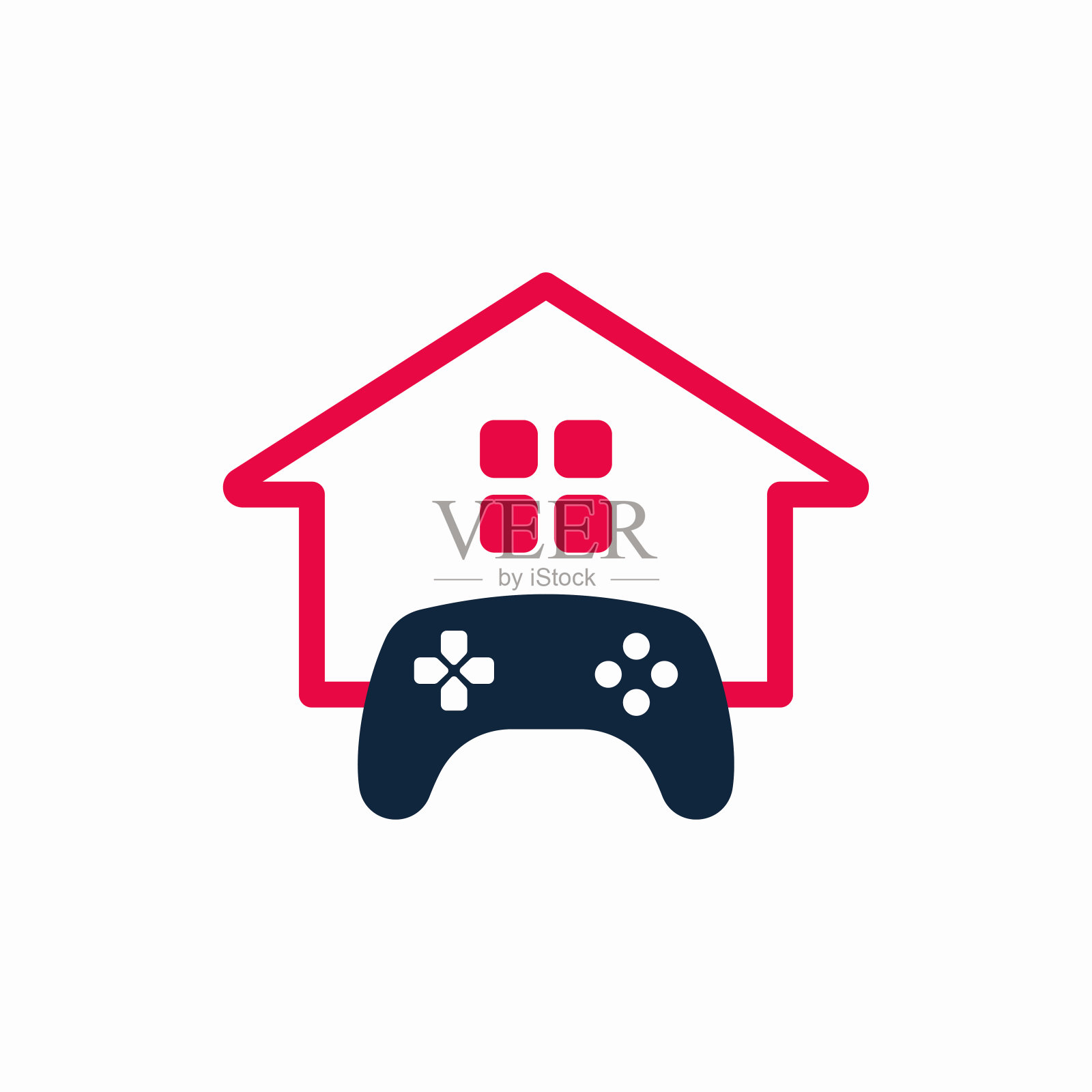 游戏屋标志模板设计插画图片素材