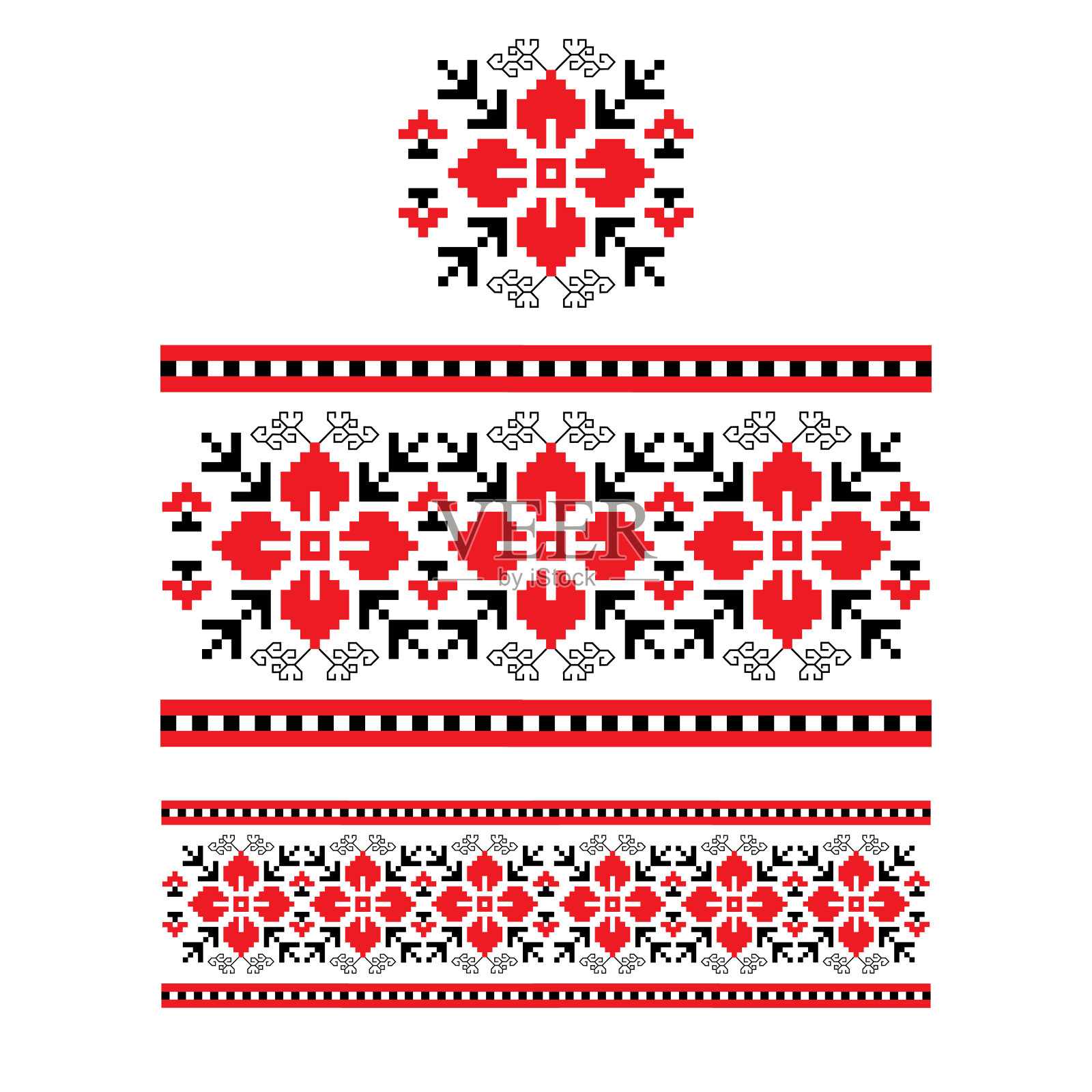 保加利亚民间刺绣三种变体，矢量。插画图片素材